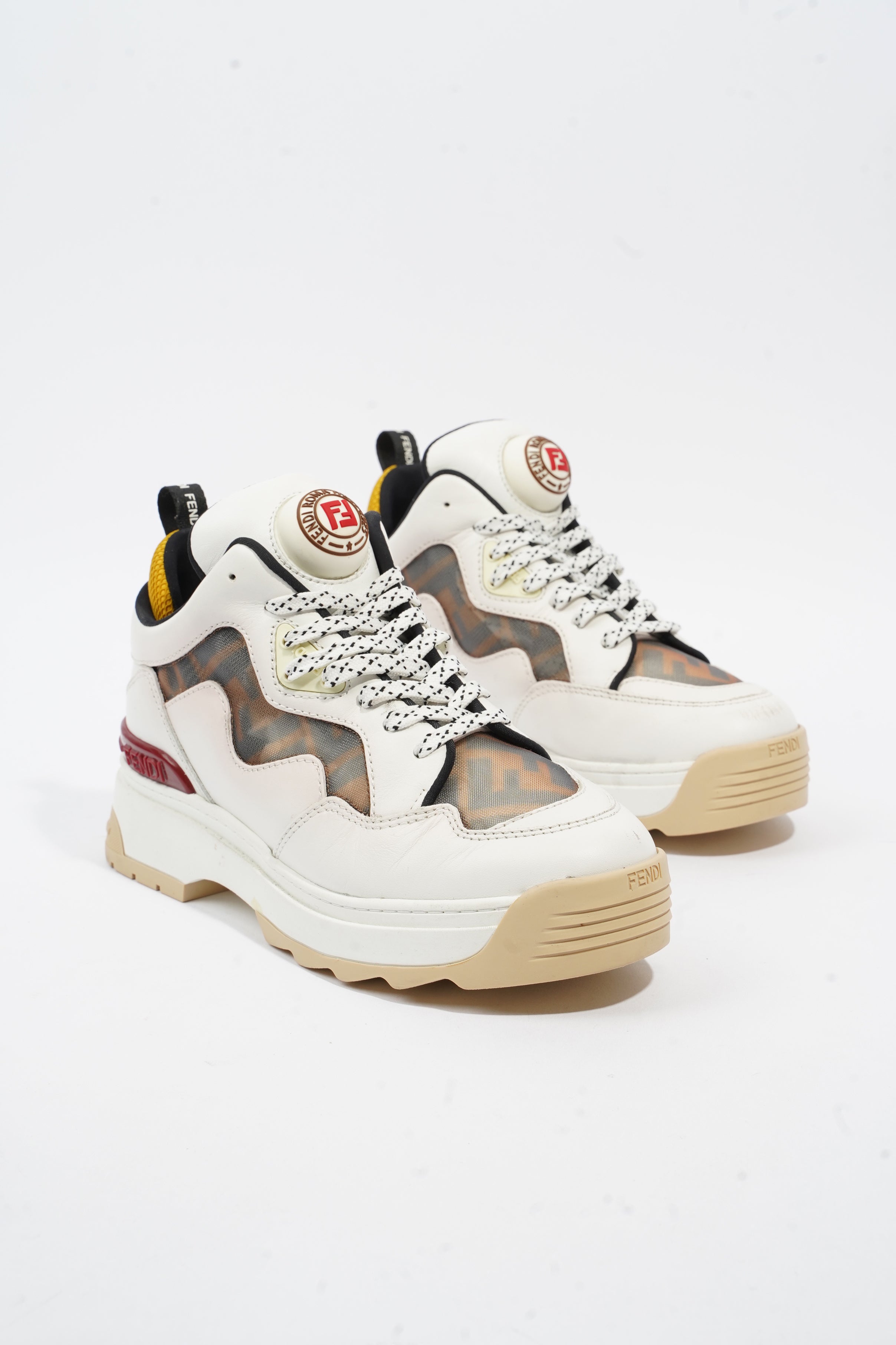 Fendi Logomania FF Sneaker White / Brown Leather EU 37.5 UK 4.5