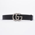 Gucci Silver Buckle GG Belt Black Leather 95cm 38"