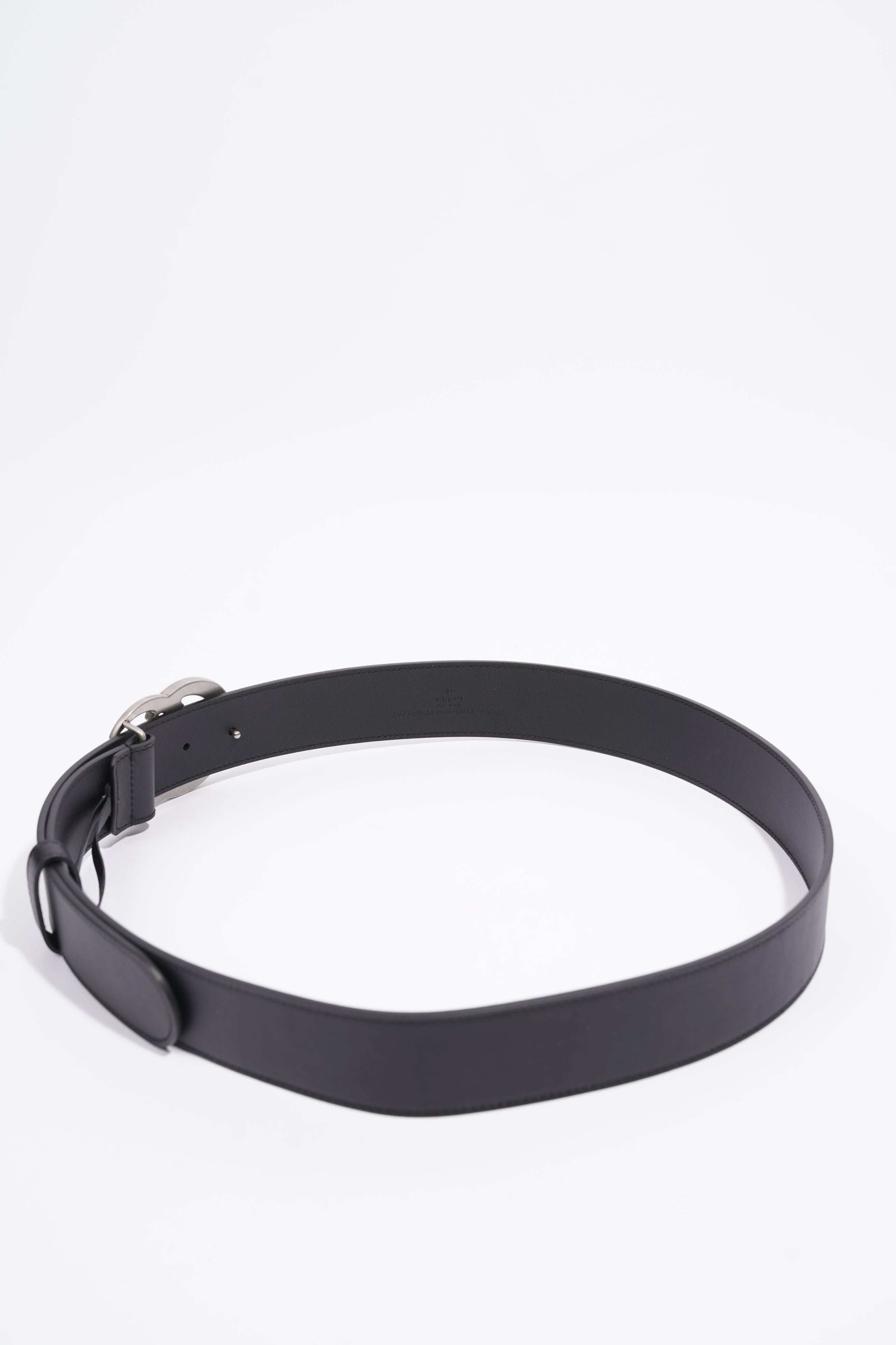Gucci Silver Buckle GG Belt Black Leather 95cm 38"