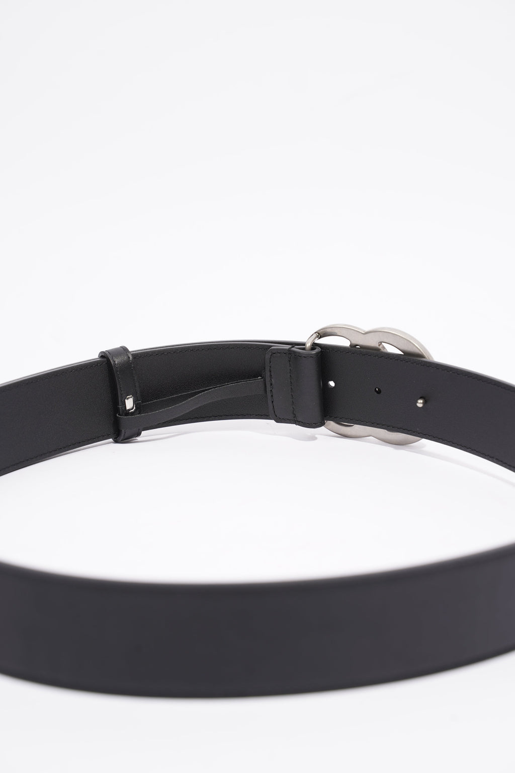 Gucci Silver Buckle GG Belt Black Leather 95cm 38"