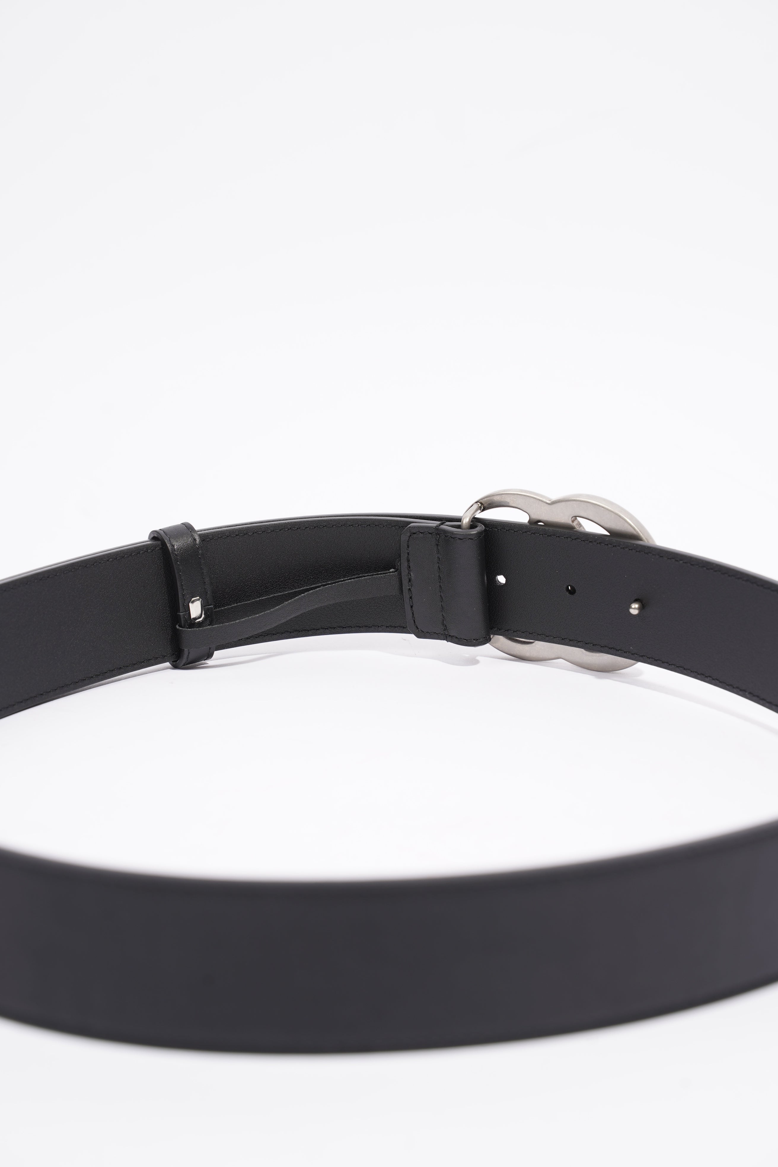 Gucci Silver Buckle GG Belt Black Leather 95cm 38"