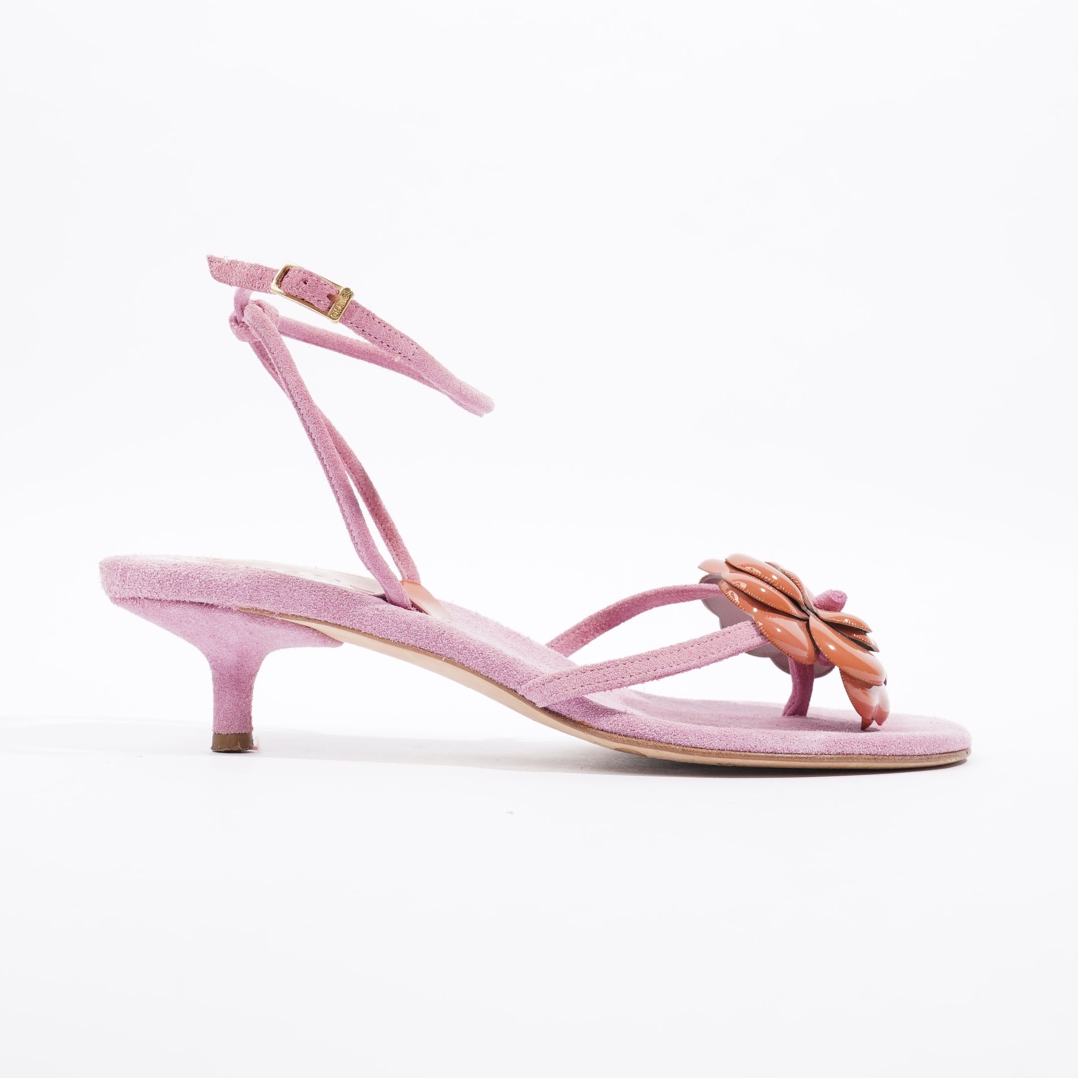 Chanel Camellia Sandals 30 Pink / Brown Suede EU 37.5 UK 4.5