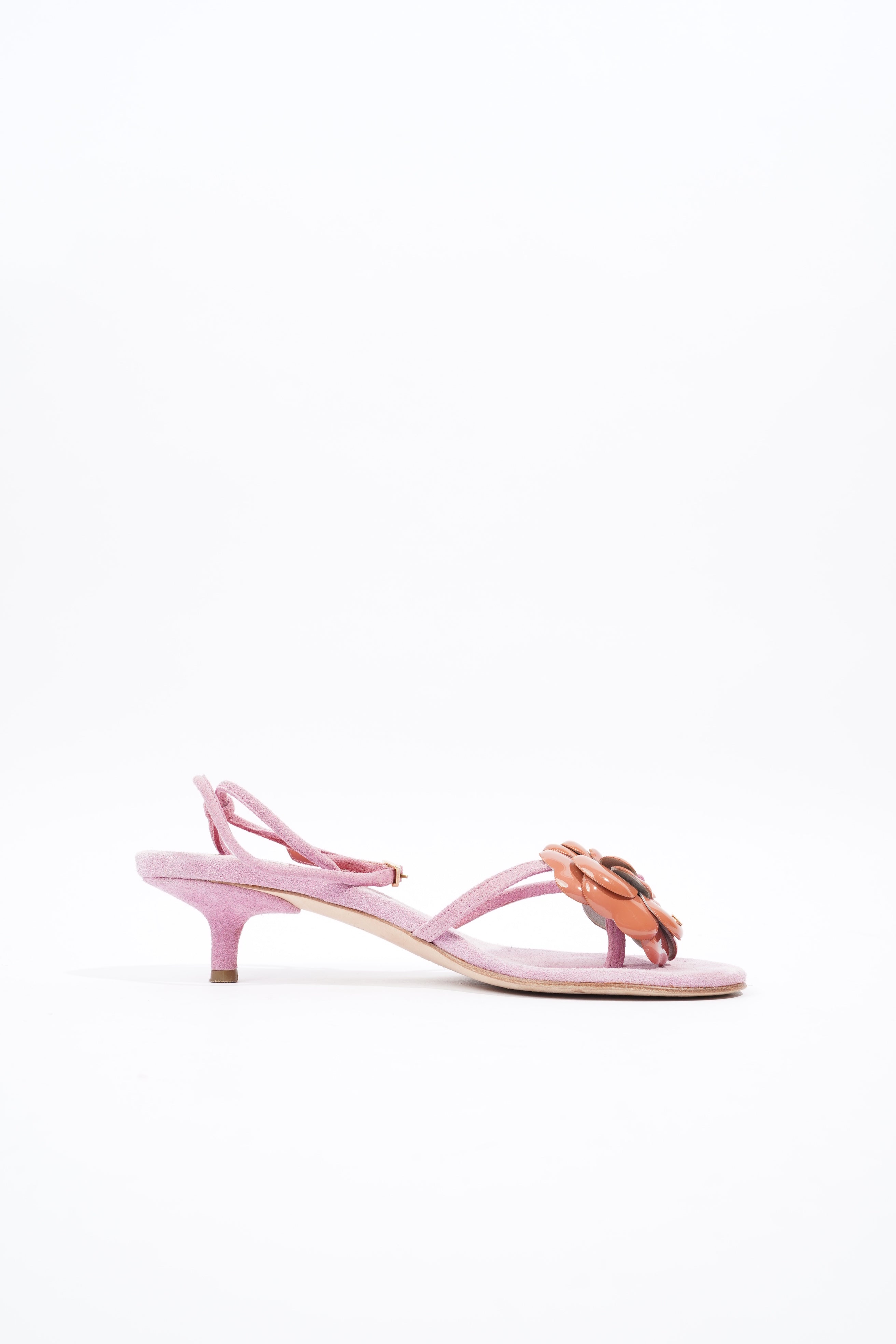 Chanel Camellia Sandals 30 Pink / Brown Suede EU 37.5 UK 4.5