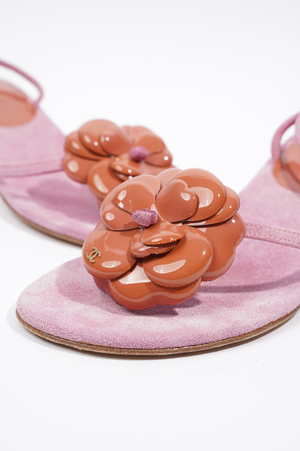 Chanel Camellia Sandals 30 Pink / Brown Suede EU 37.5 UK 4.5