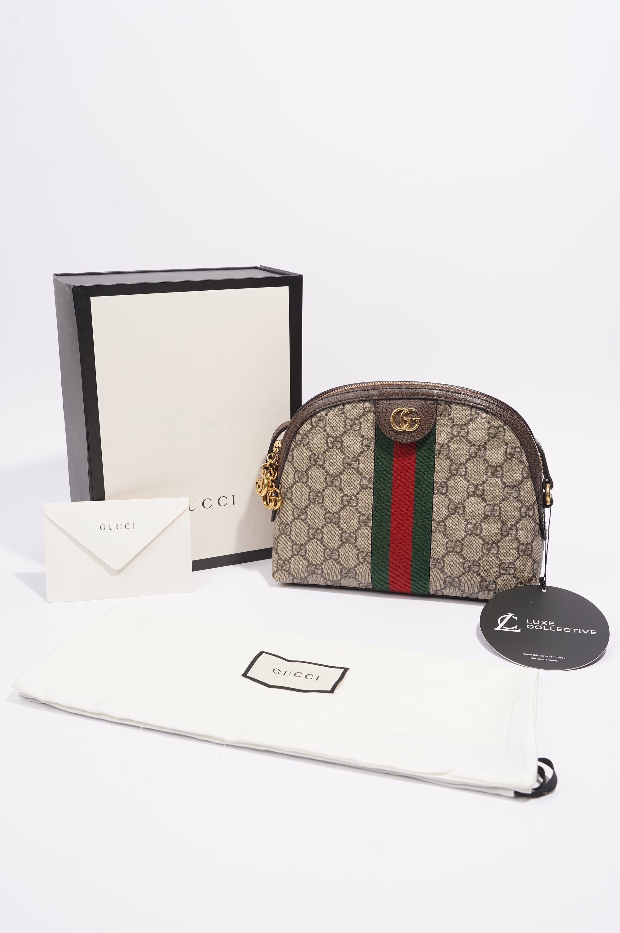Gucci Ophidia Dome Bag Supreme / Brown Coated Canvas Small