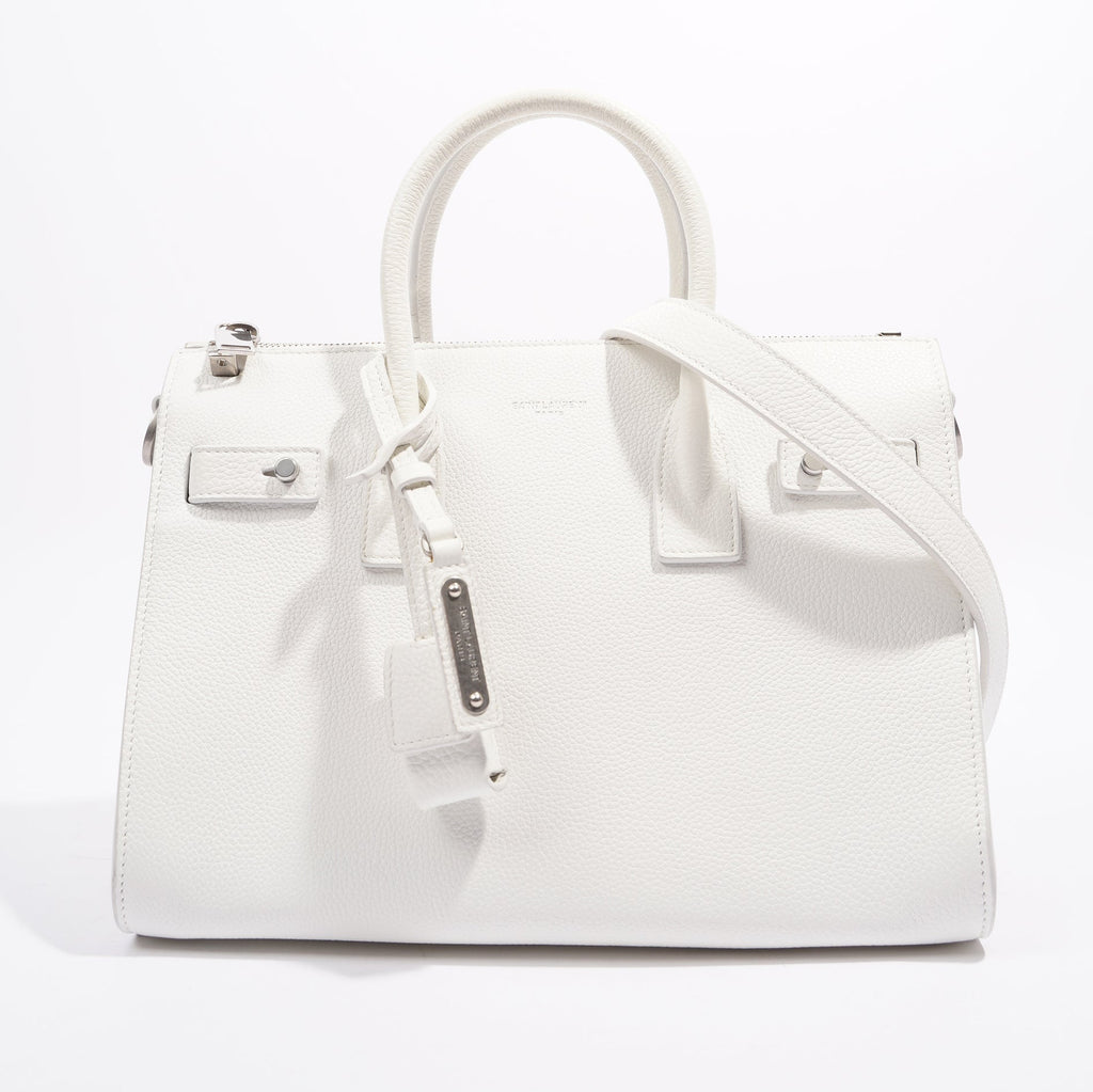Saint Laurent Sac De Jour White Grained Leather Baby