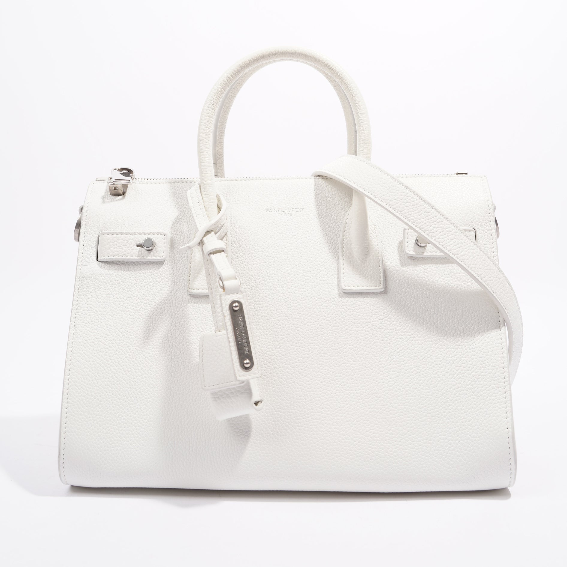 Saint Laurent Sac De Jour White Grained Leather Baby