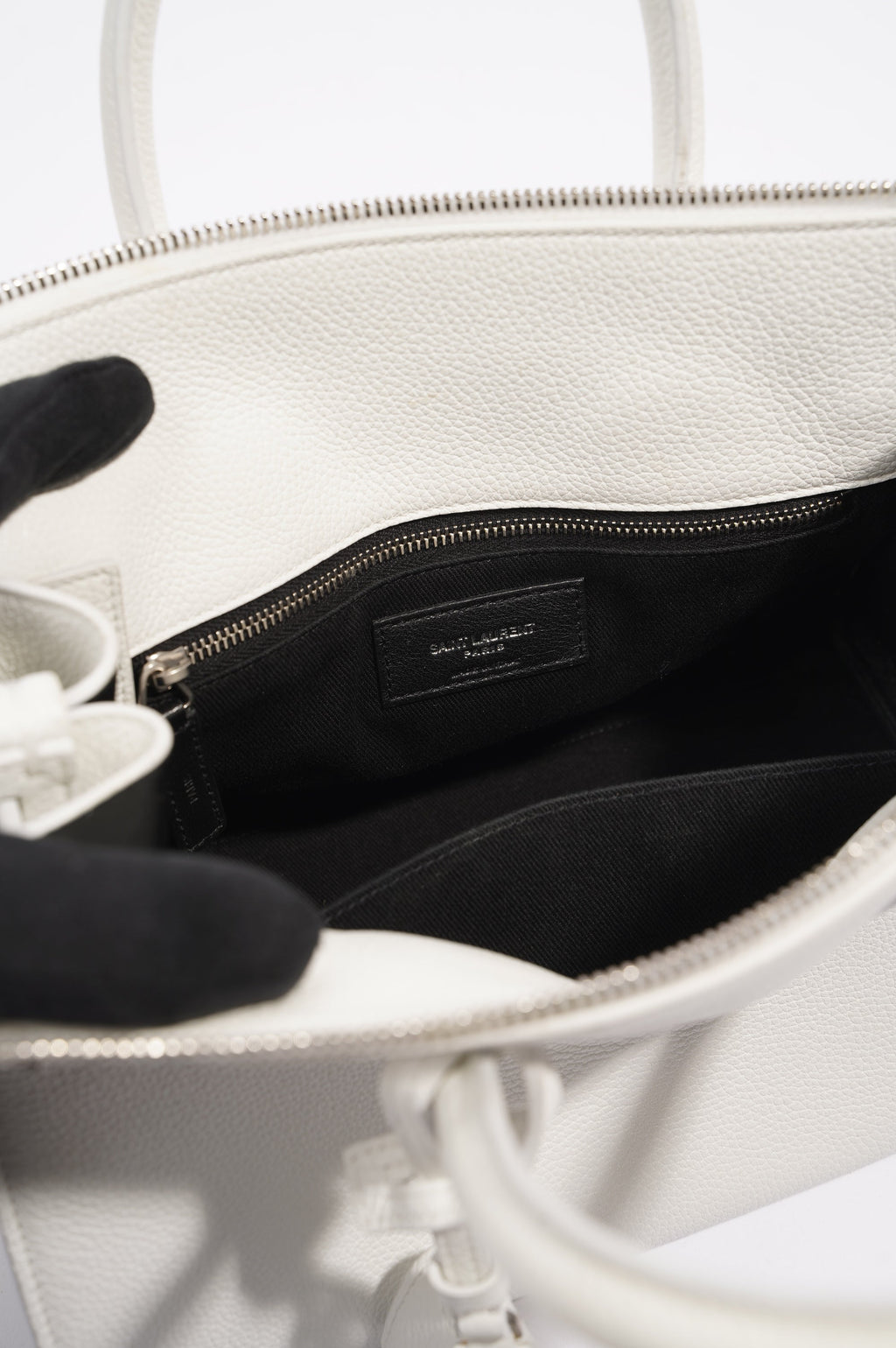 Saint Laurent Sac De Jour White Grained Leather Baby
