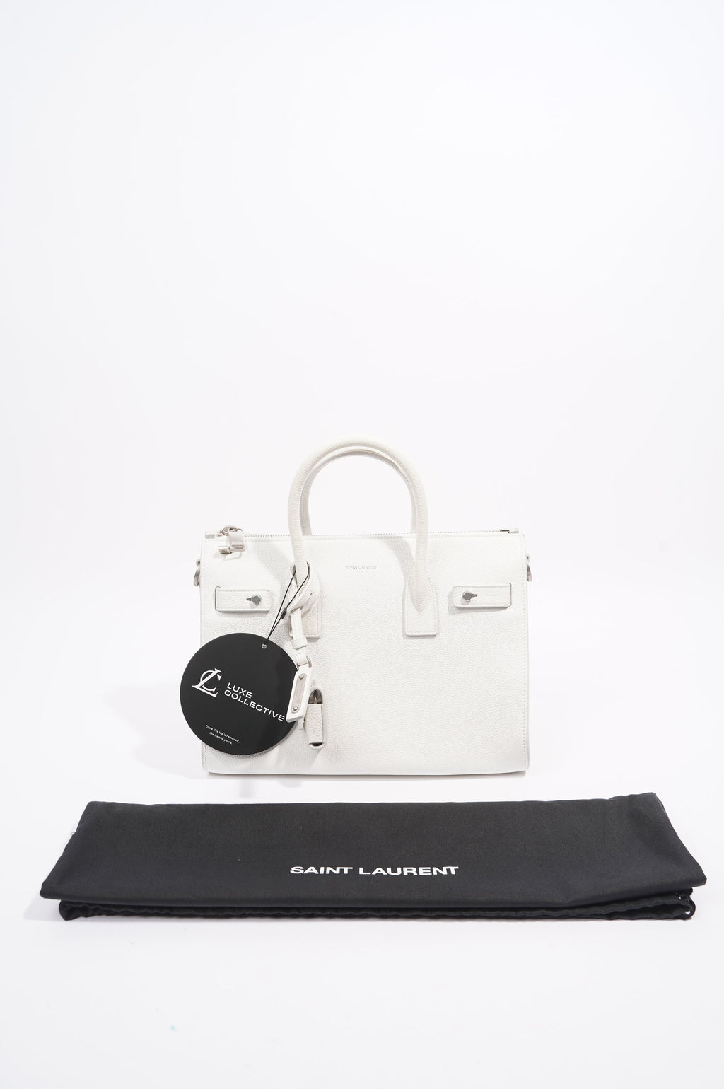 Saint Laurent Sac De Jour White Grained Leather Baby