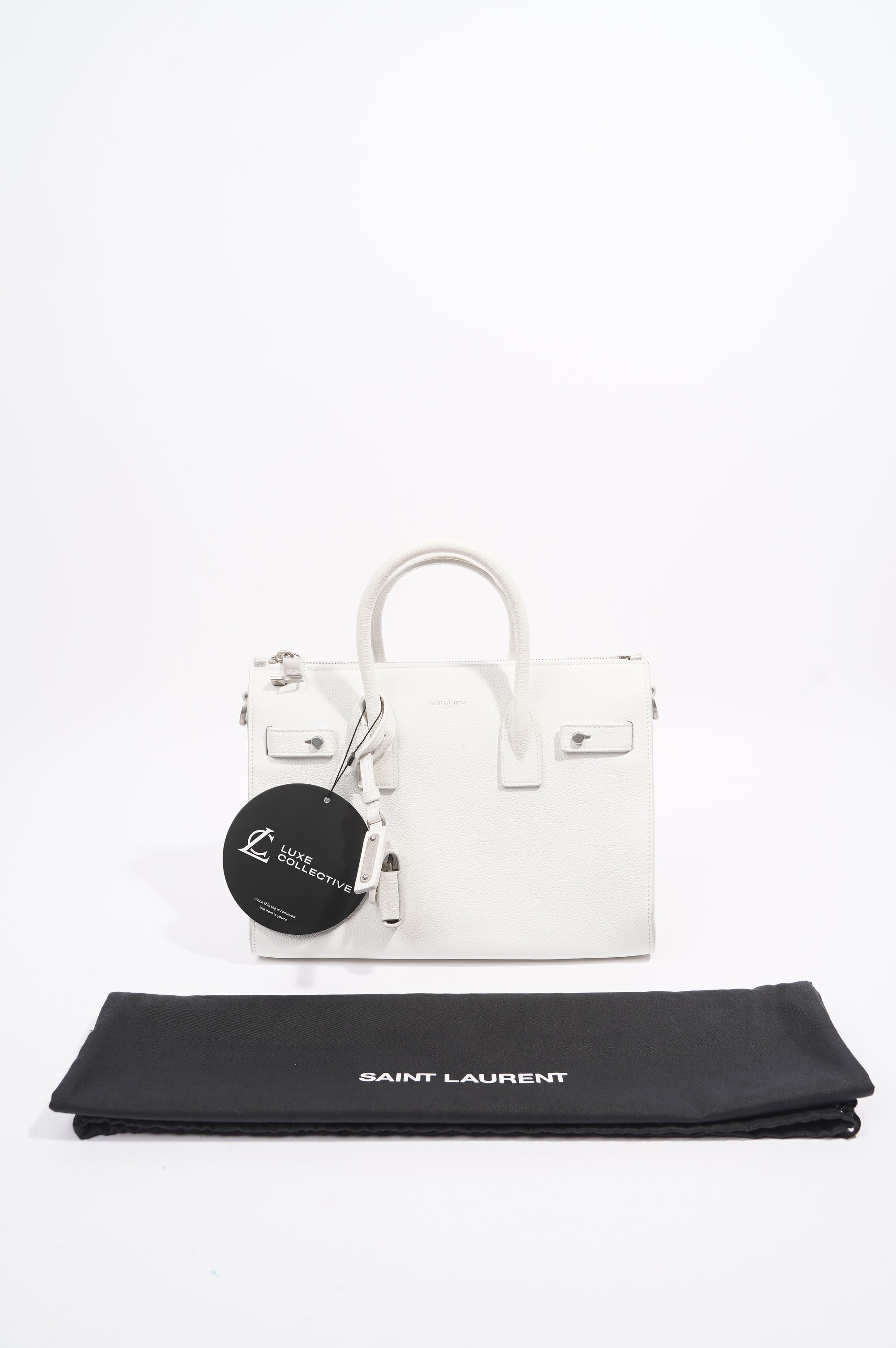 Saint Laurent Sac De Jour White Grained Leather Baby