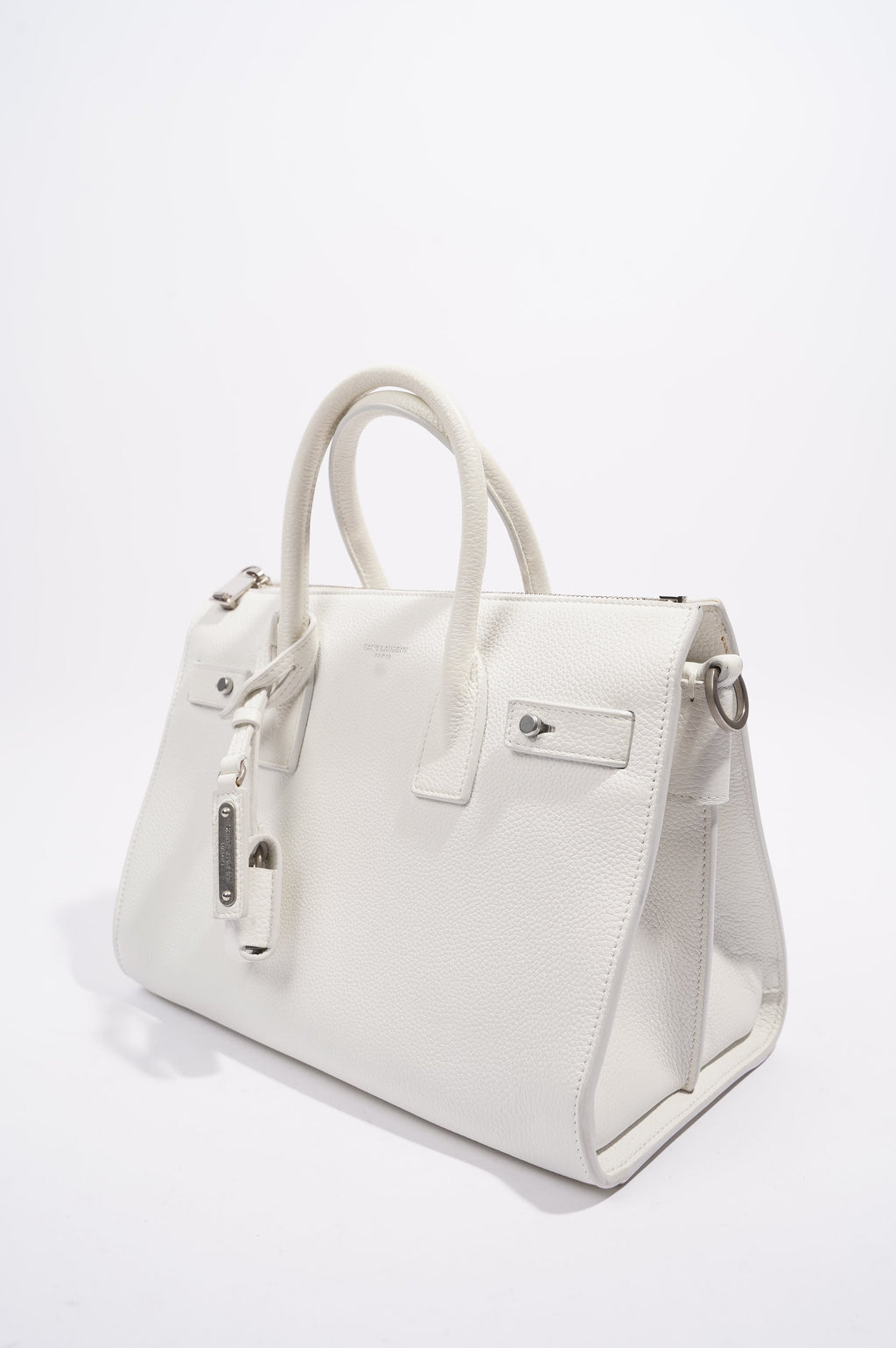 Saint Laurent Sac De Jour White Grained Leather Baby