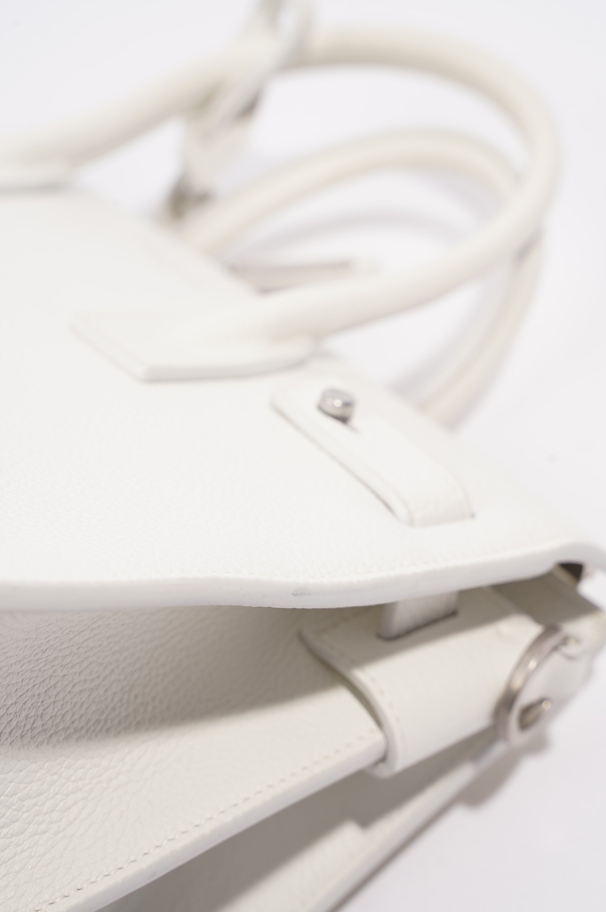 Saint Laurent Sac De Jour White Grained Leather Baby