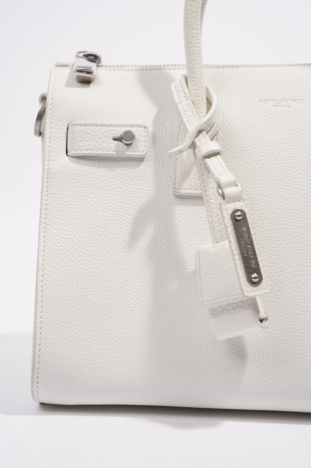 Saint Laurent Sac De Jour White Grained Leather Baby