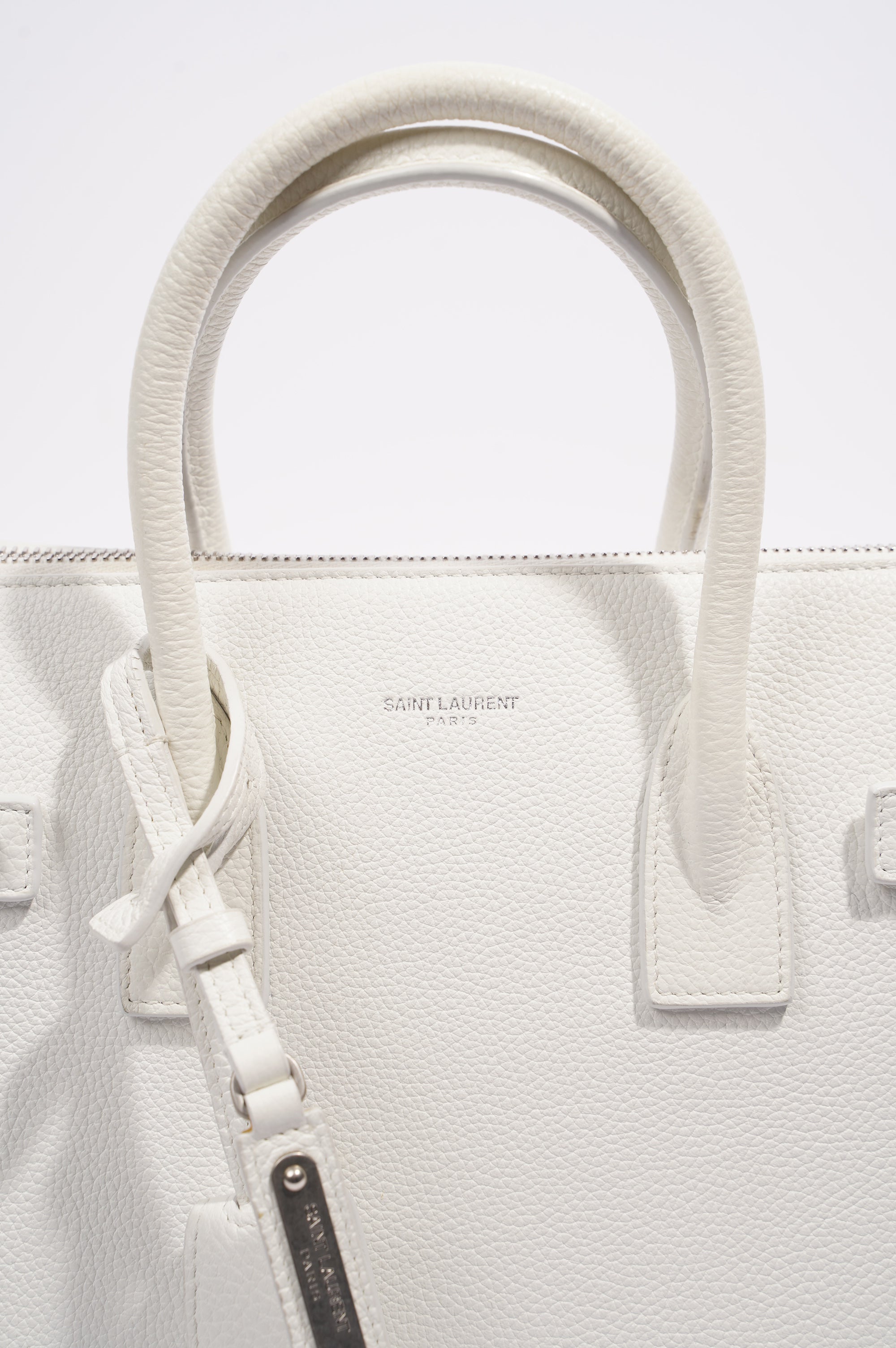 Saint Laurent Sac De Jour White Grained Leather Baby