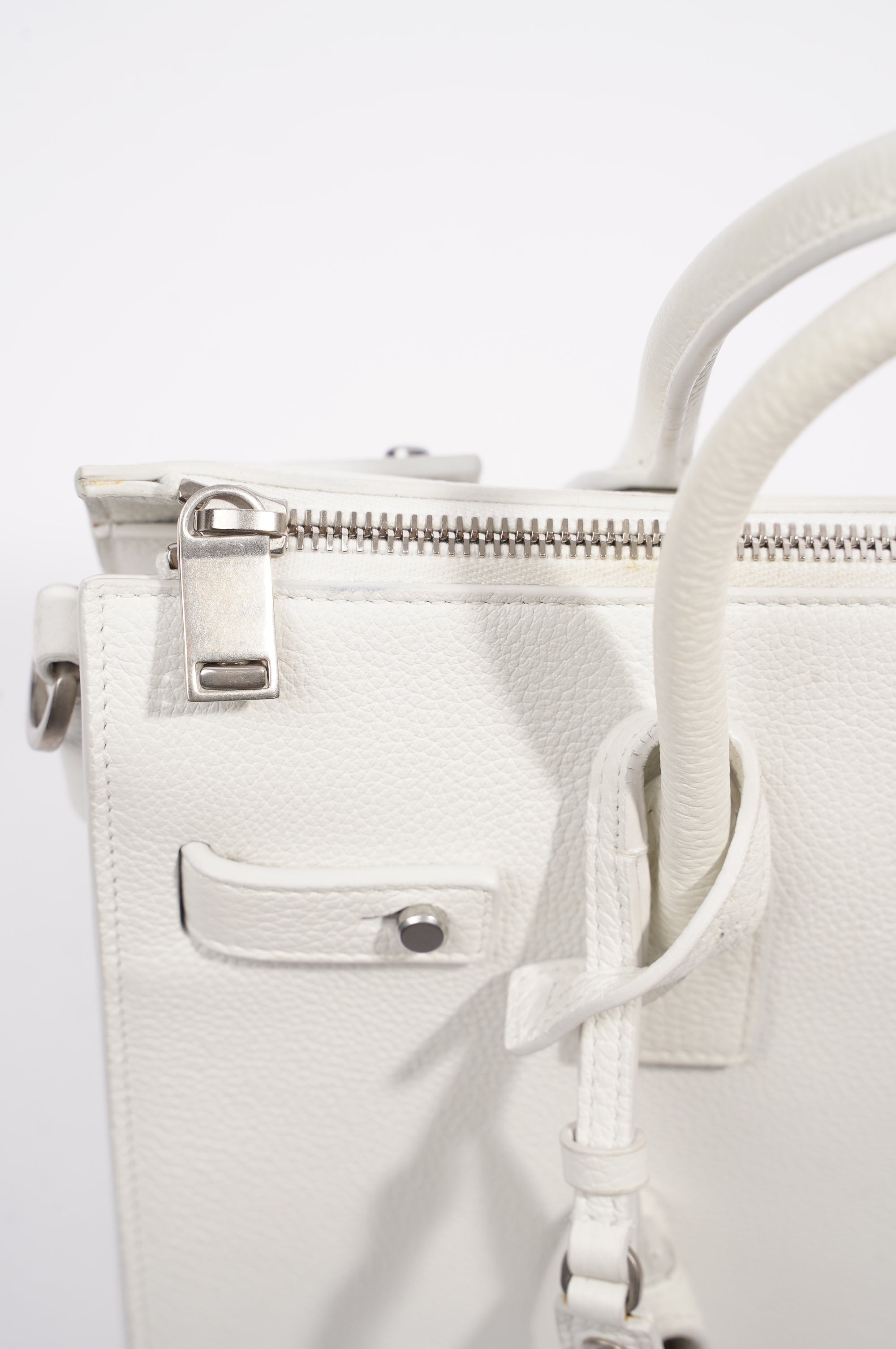 Saint Laurent Sac De Jour White Grained Leather Baby