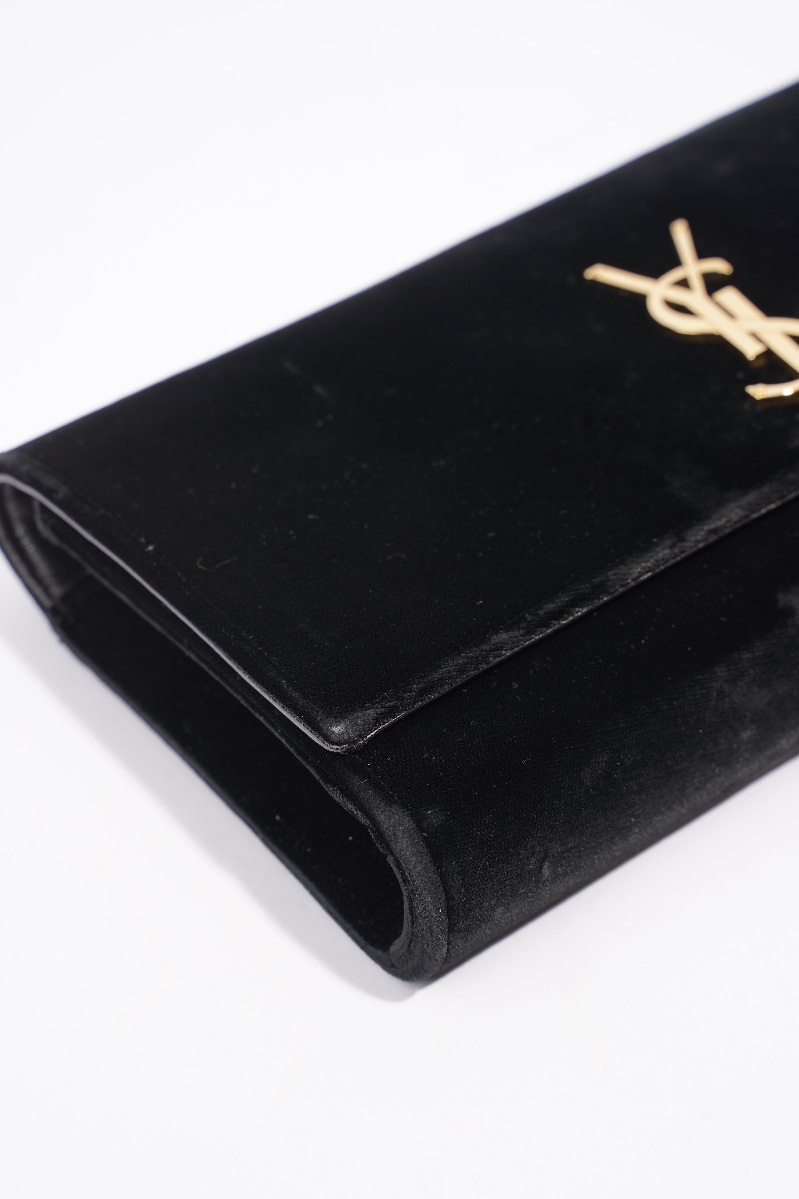 Saint Laurent Kate Tassel Clutch Black Velvet