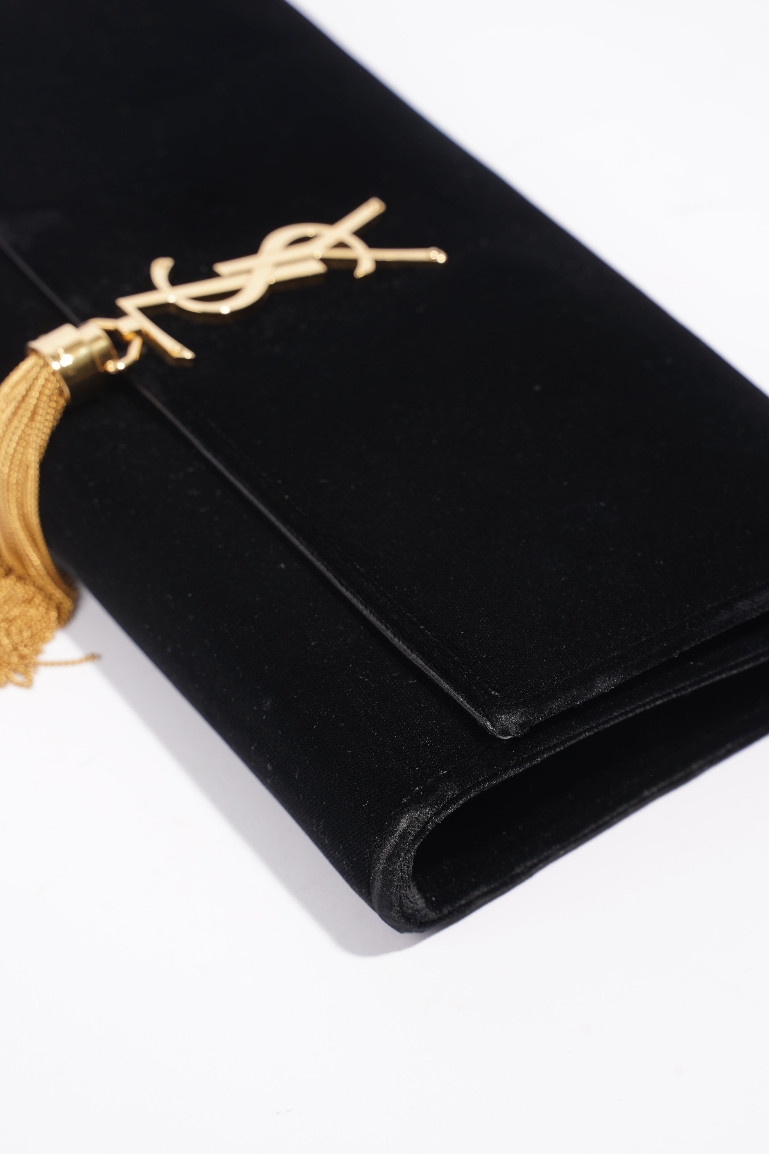 Saint Laurent Kate Tassel Clutch Black Velvet