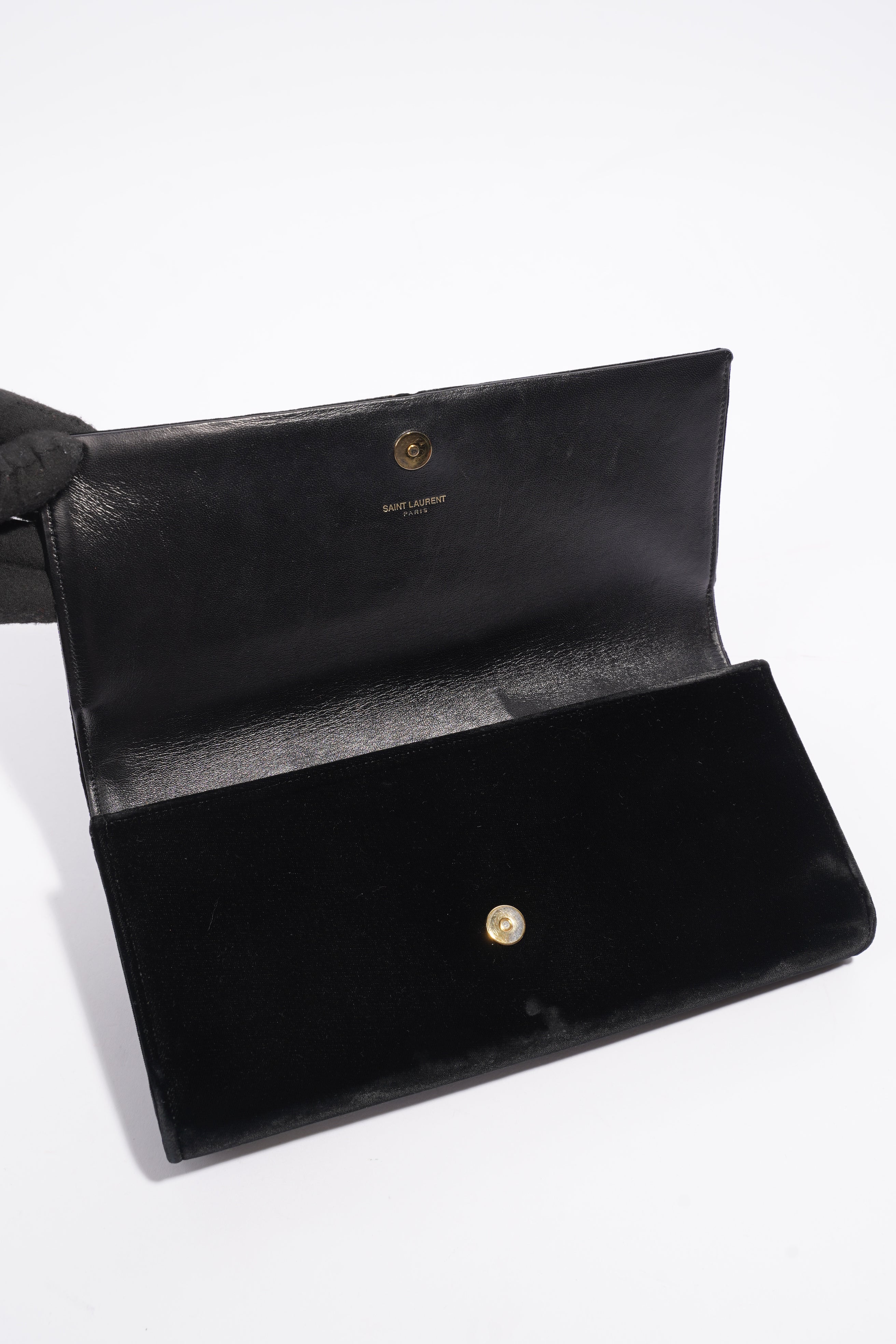Saint Laurent Kate Tassel Clutch Black Velvet