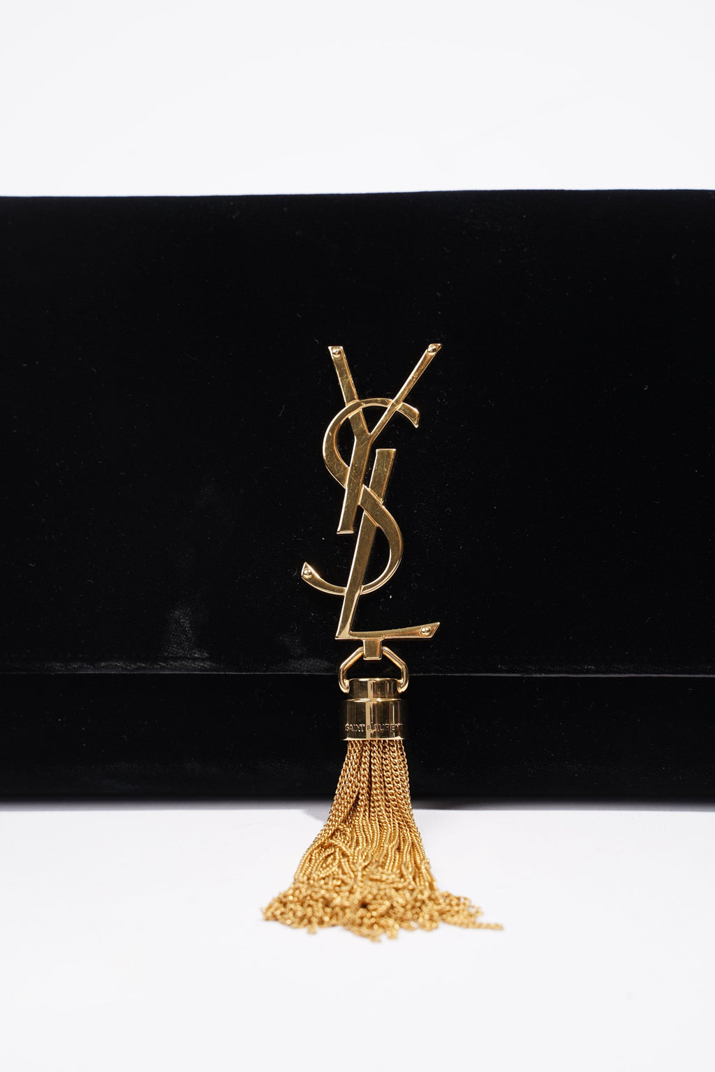 Saint Laurent Kate Tassel Clutch Black Velvet