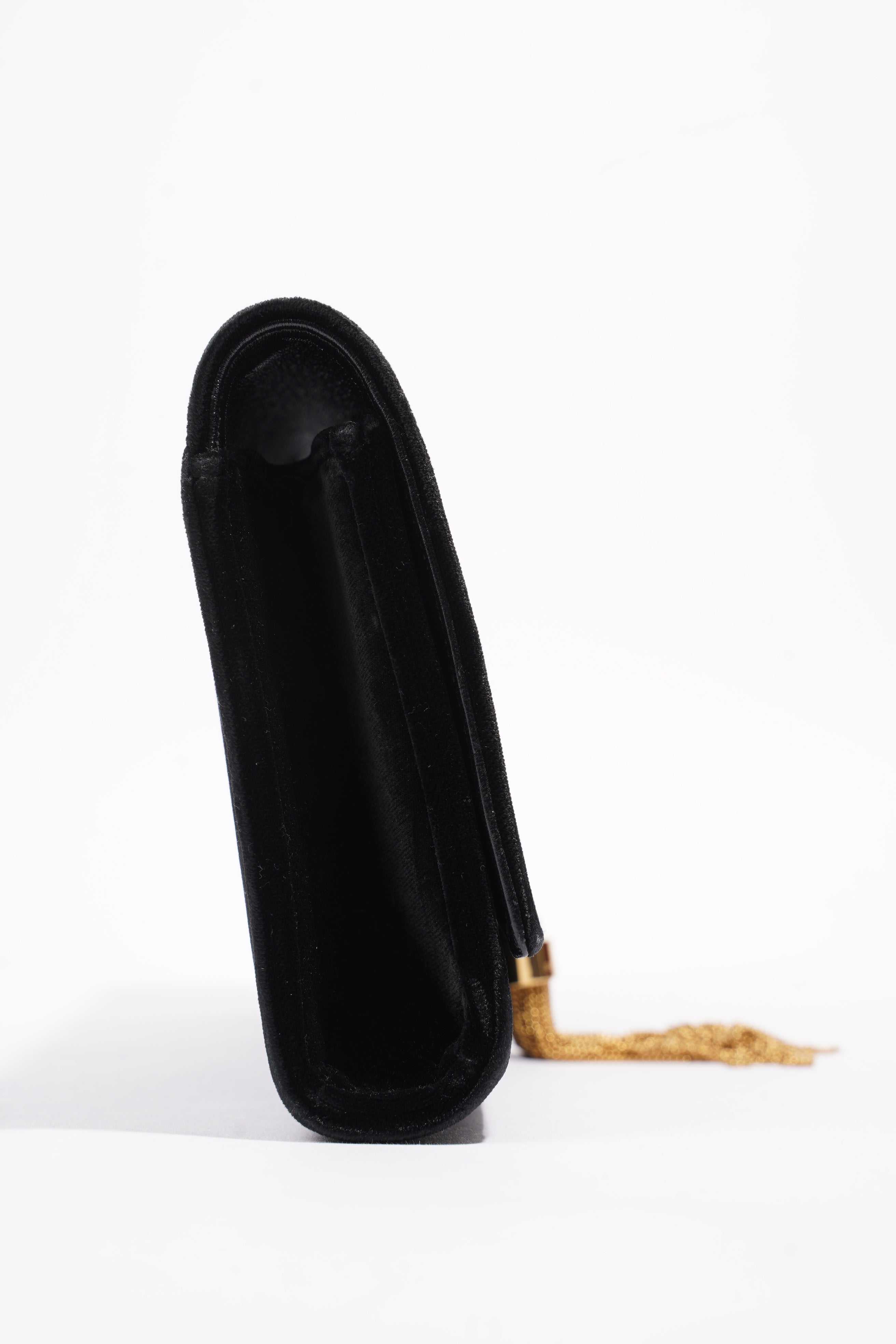 Saint Laurent Kate Tassel Clutch Black Velvet
