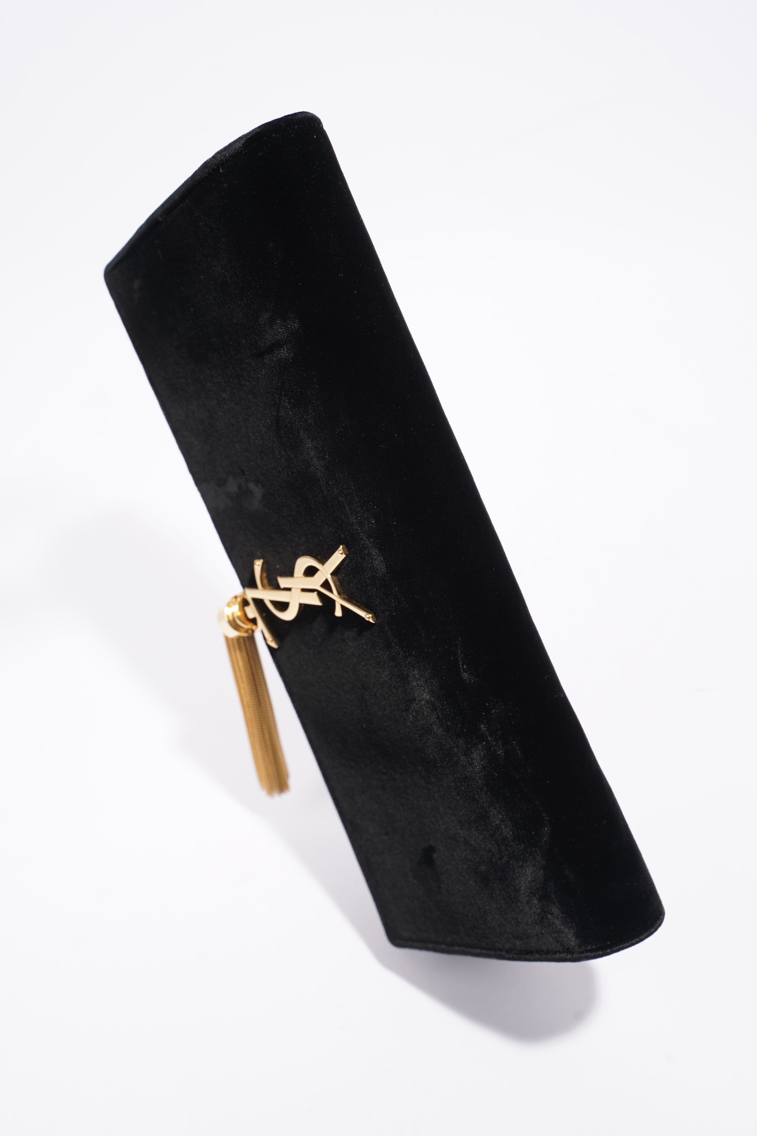 Saint Laurent Kate Tassel Clutch Black Velvet