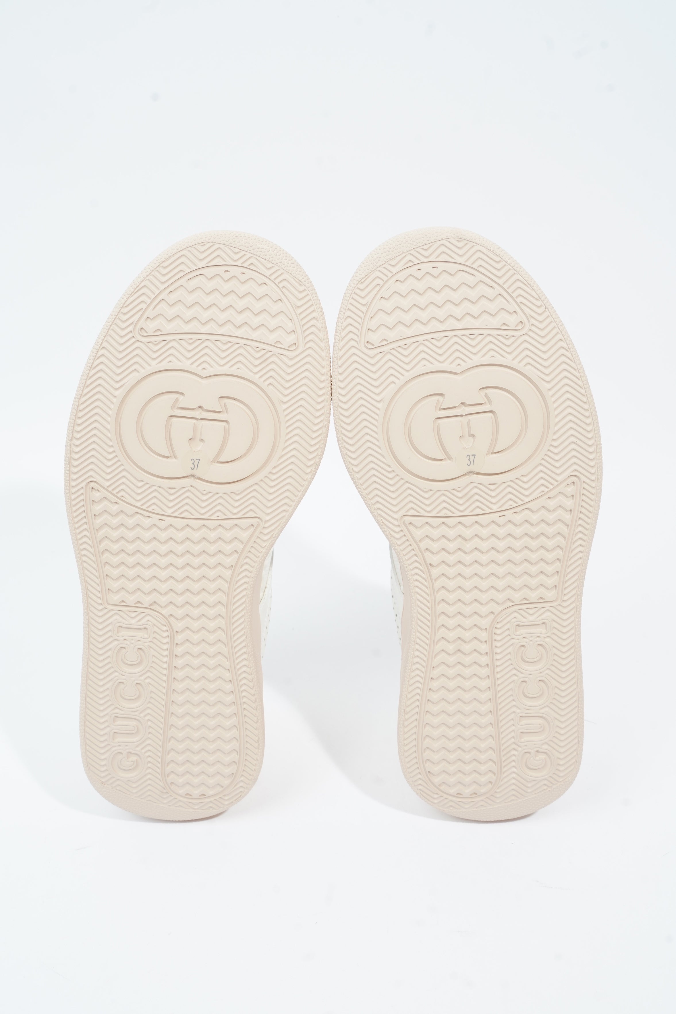 Gucci GG Embossed Sneakers White / Pink Embossed Leather EU 37 UK 4