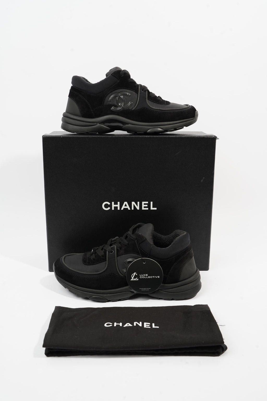 Chanel CC Logo Black Suede EU 37 UK 4