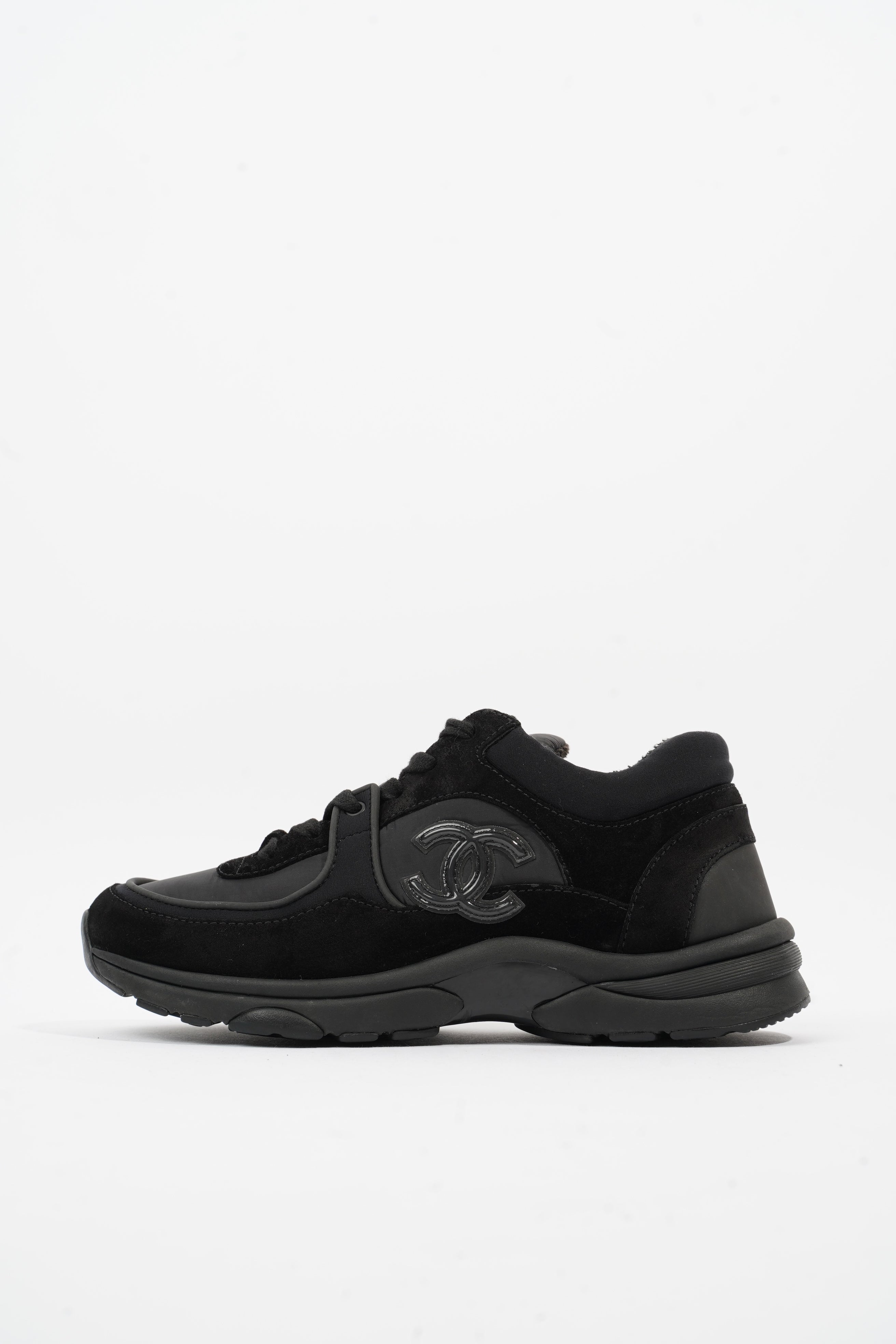Chanel CC Logo Black Suede EU 37 UK 4