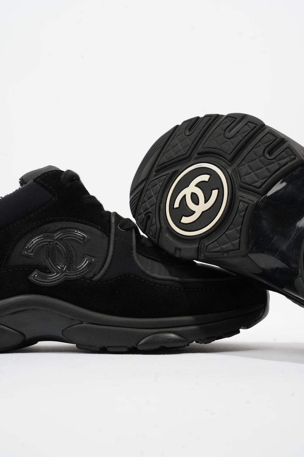 Chanel CC Logo Black Suede EU 37 UK 4