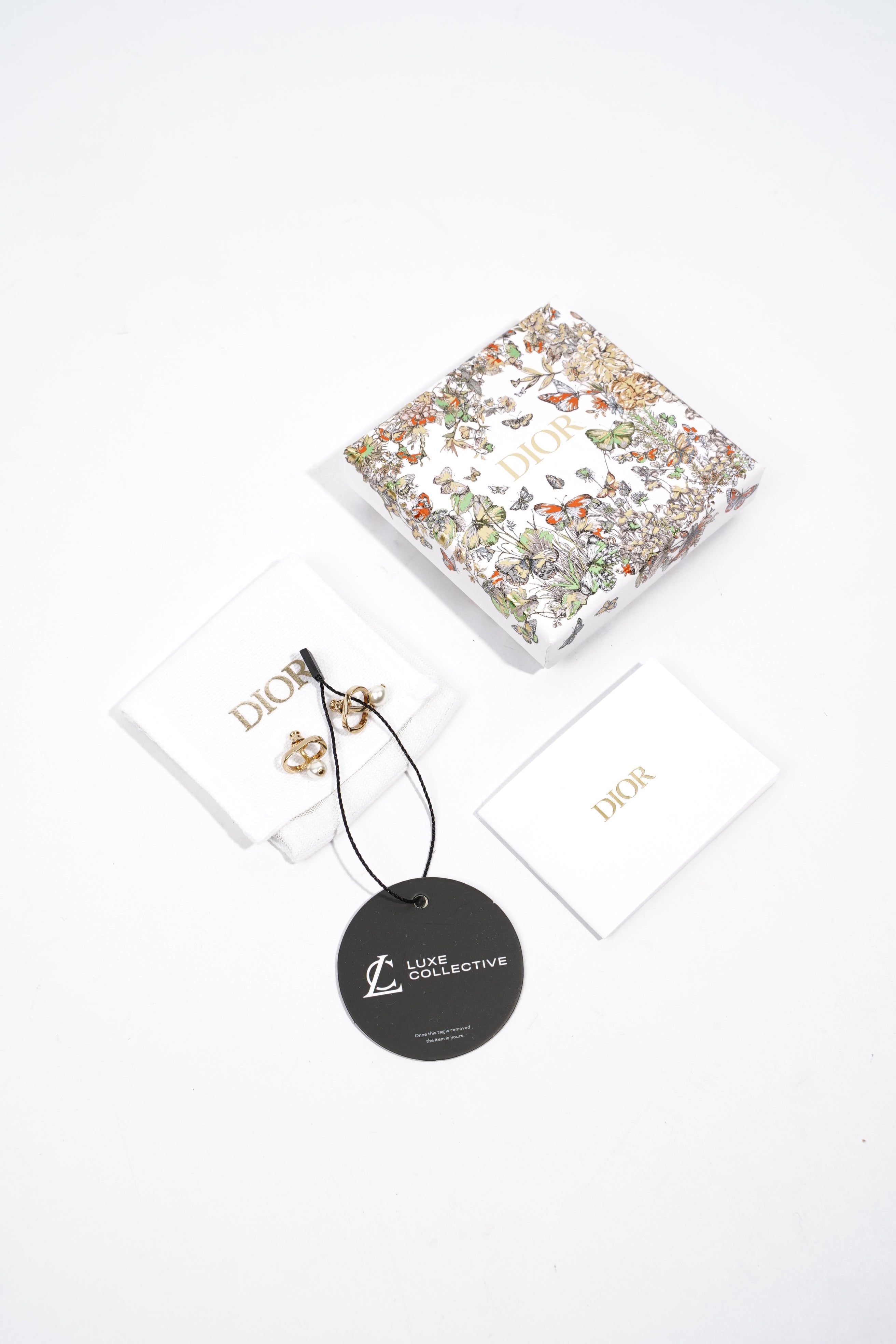 Christian Dior Petit CD Earrings Gold / Pearl Base Metal