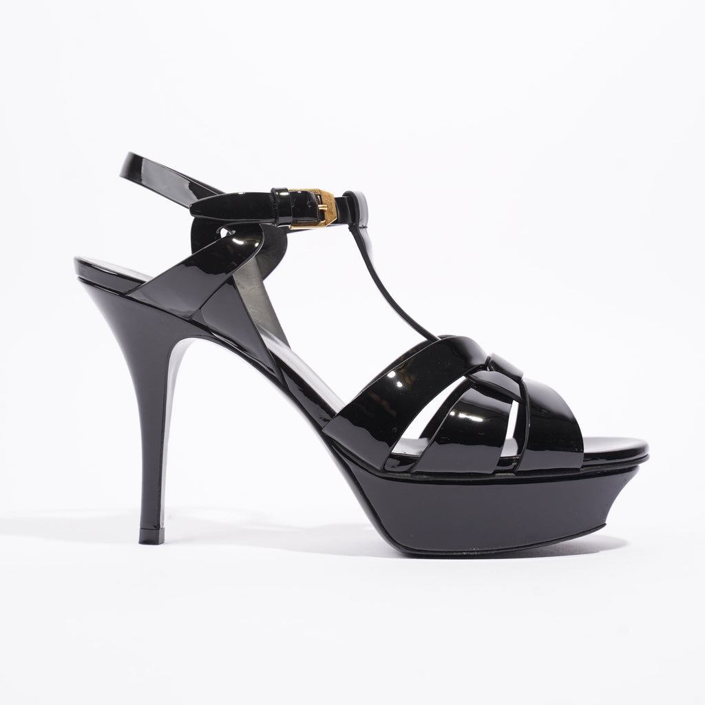 Saint Laurent Tribute Sandal 75 Black Patent Leather EU 37 UK 4