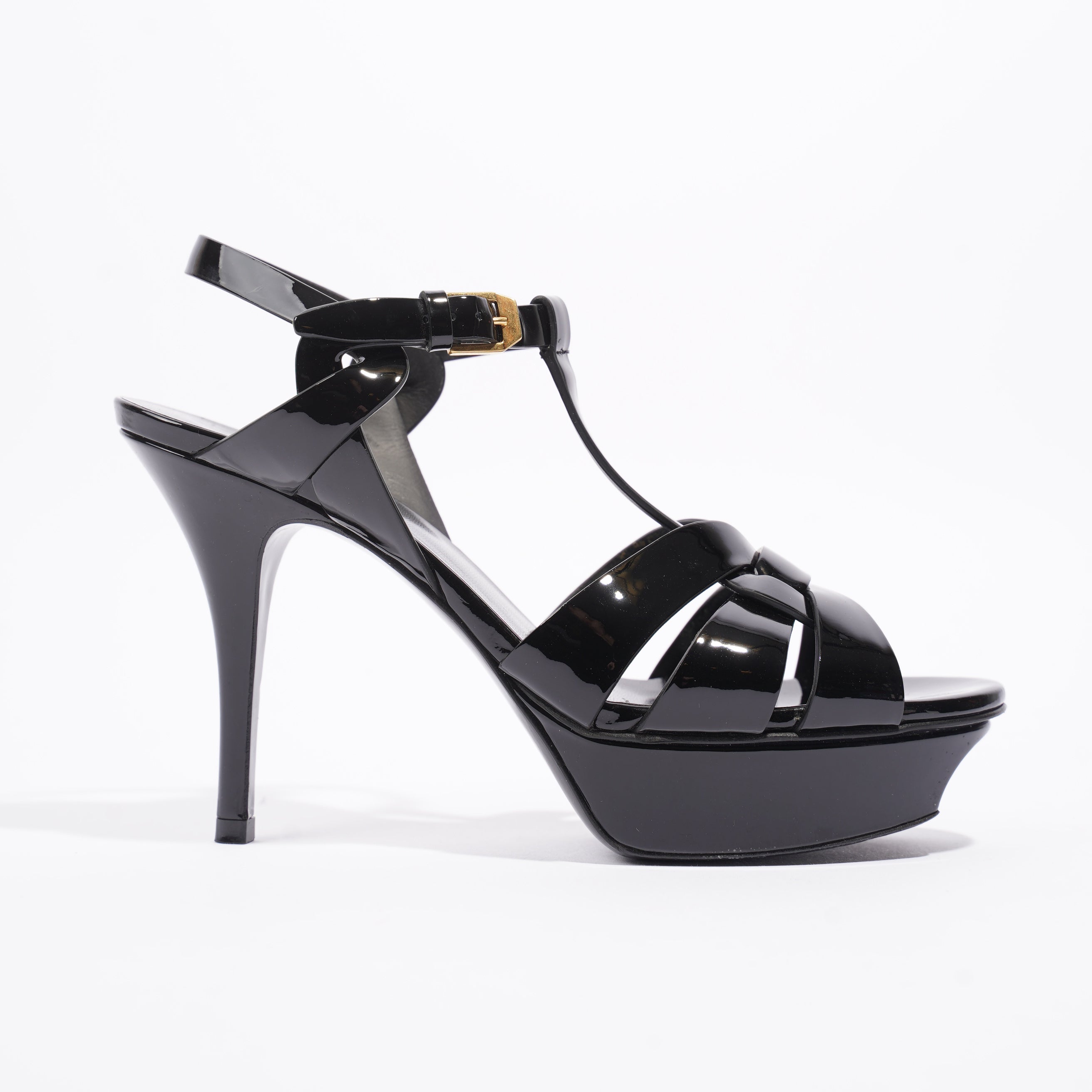Saint Laurent Tribute Sandal 75 Black Patent Leather EU 37 UK 4