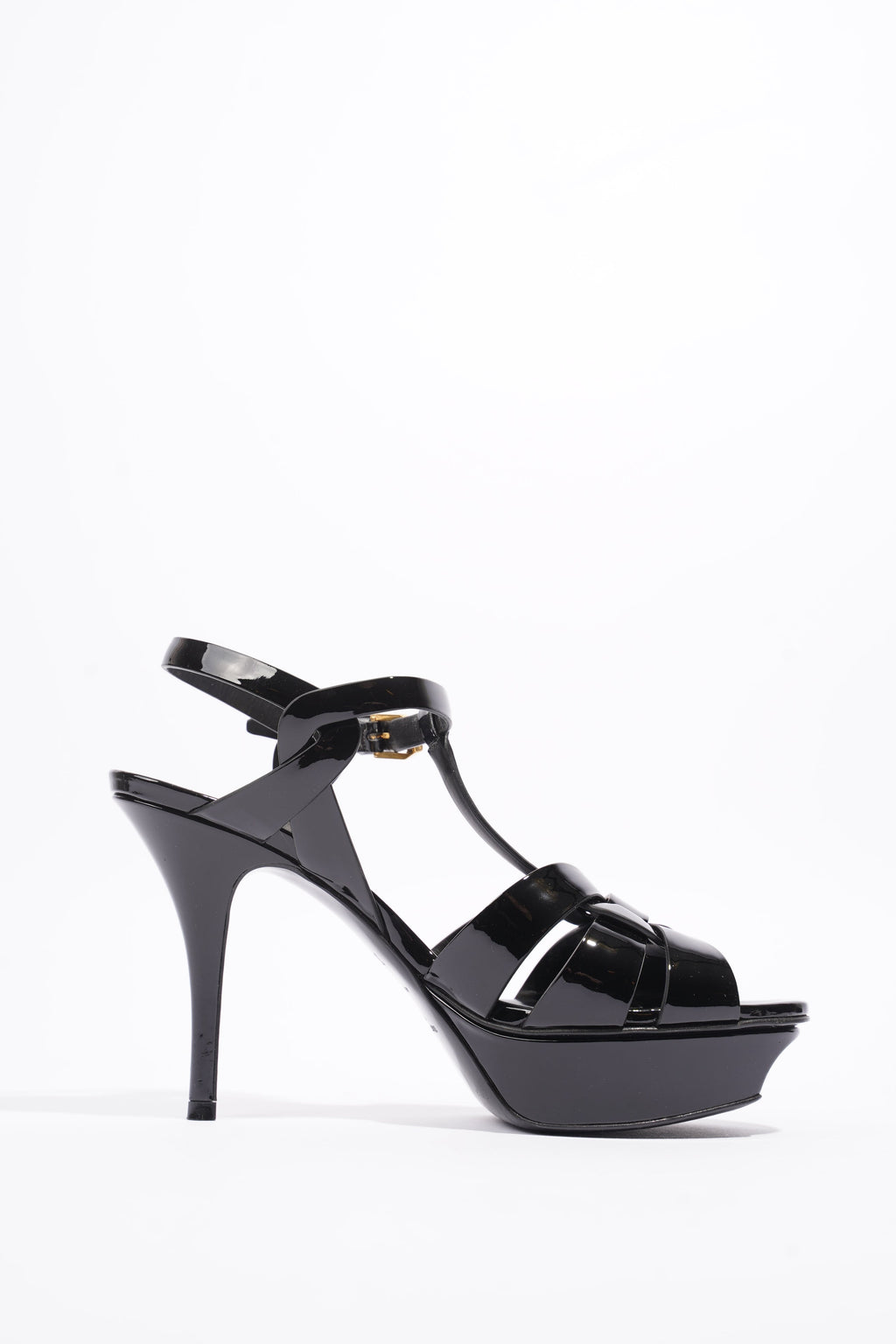 Saint Laurent Tribute Sandal 75 Black Patent Leather EU 37 UK 4