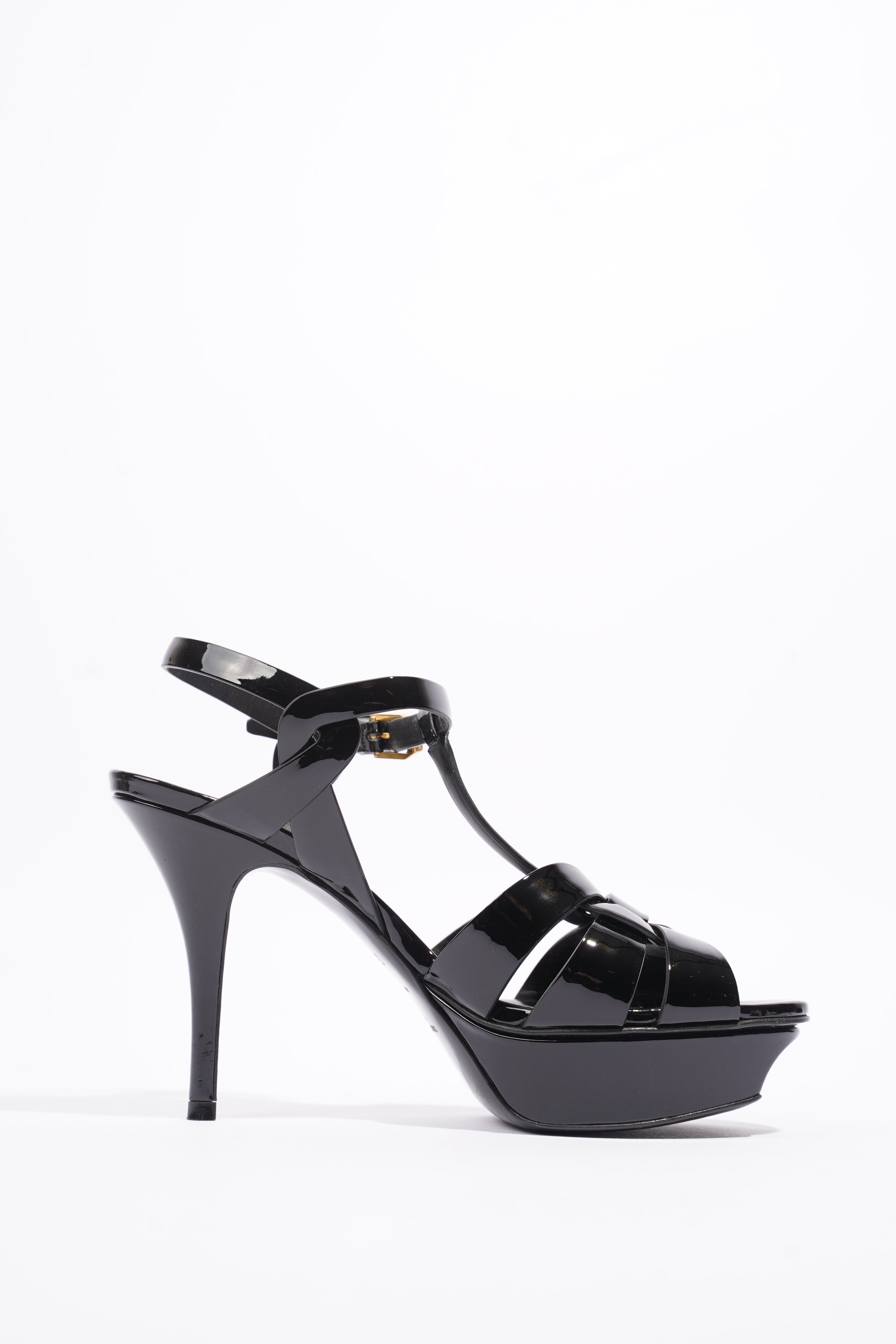 Saint Laurent Tribute Sandal 75 Black Patent Leather EU 37 UK 4