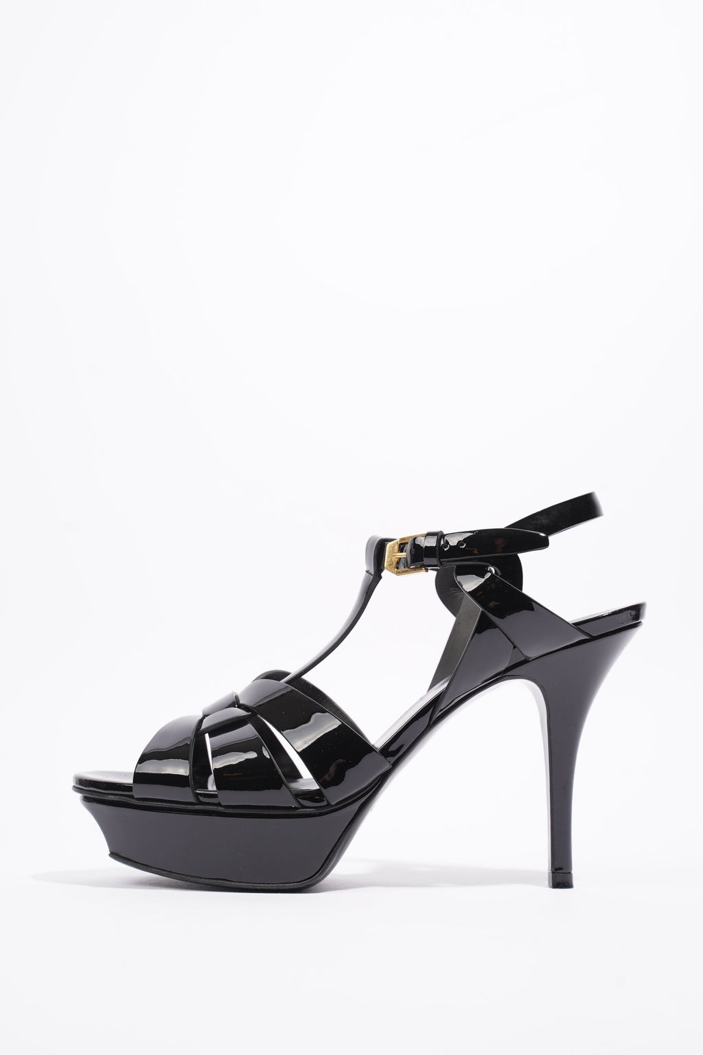 Saint Laurent Tribute Sandal 75 Black Patent Leather EU 37 UK 4