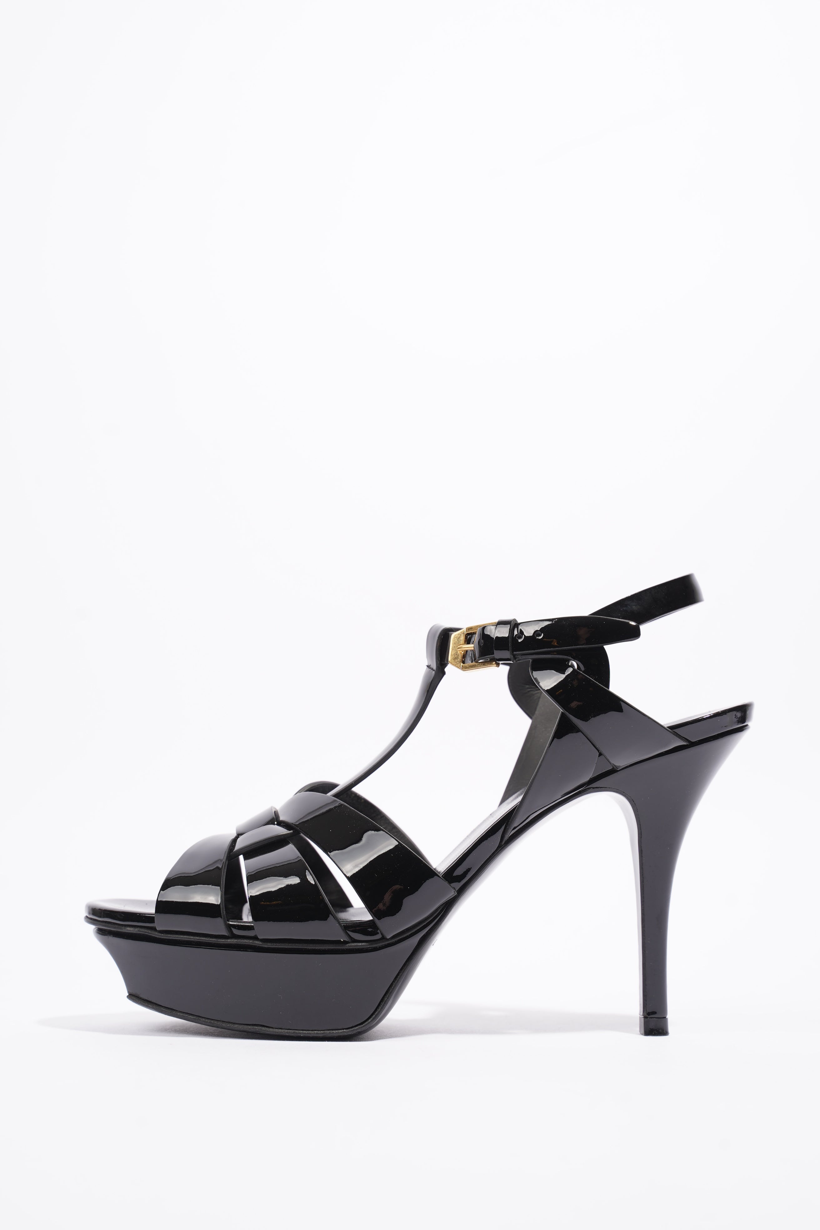 Saint Laurent Tribute Sandal 75 Black Patent Leather EU 37 UK 4