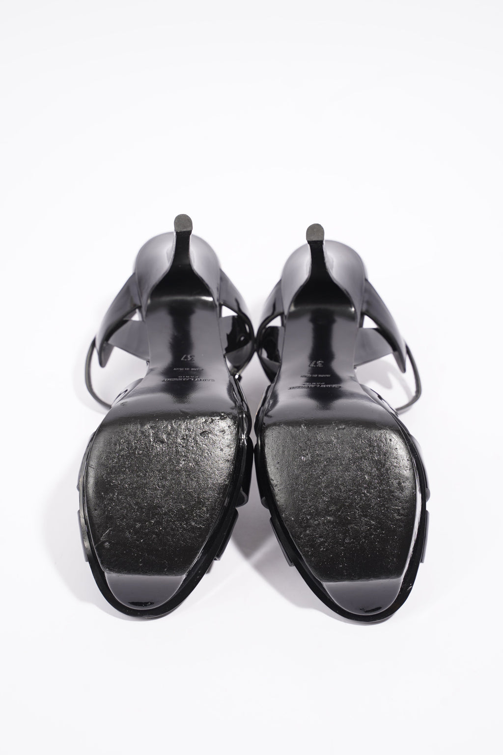 Saint Laurent Tribute Sandal 75 Black Patent Leather EU 37 UK 4