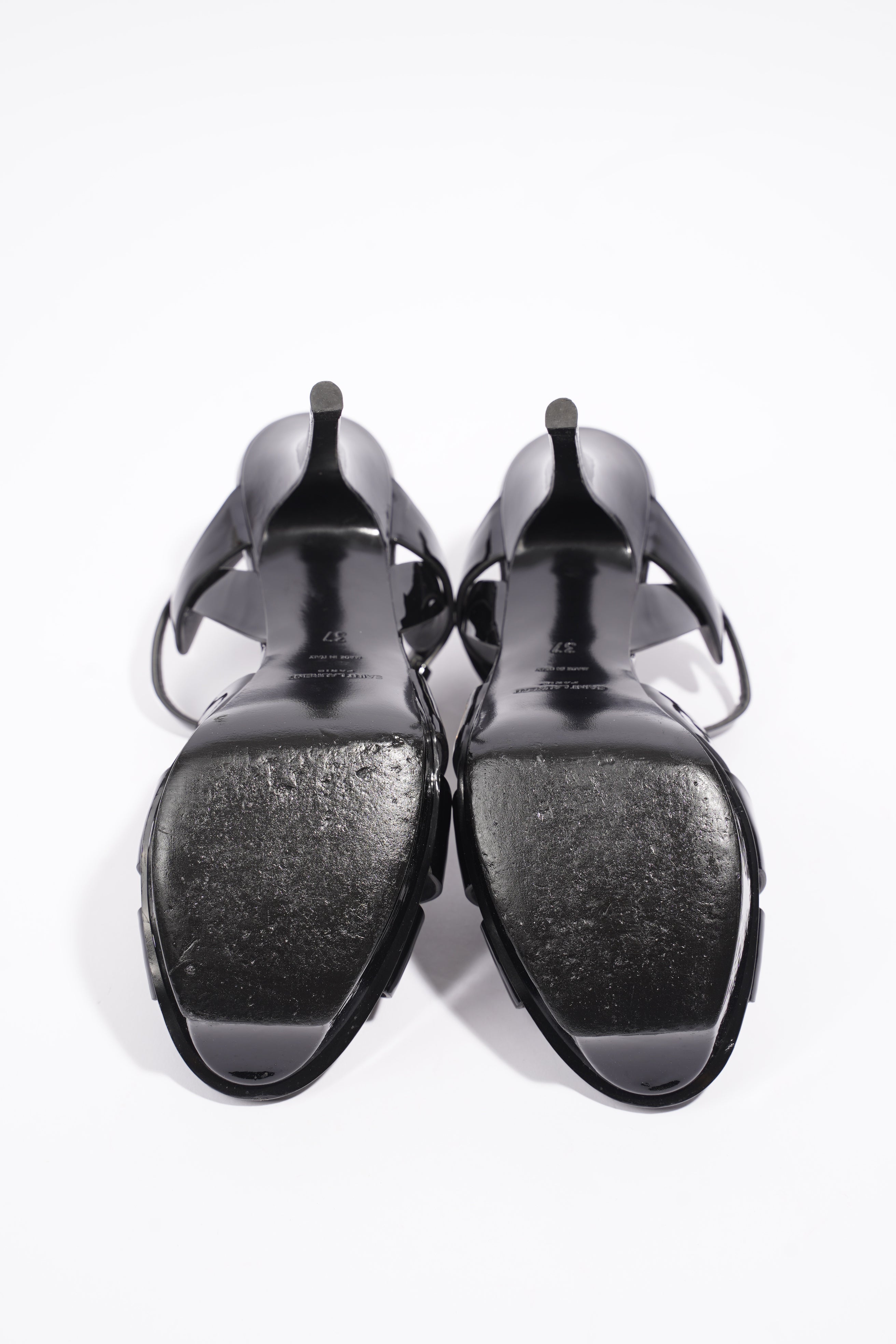 Saint Laurent Tribute Sandal 75 Black Patent Leather EU 37 UK 4