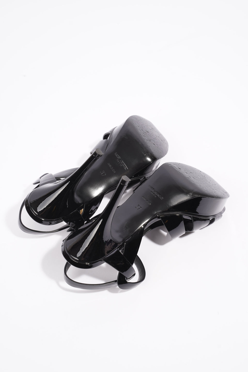 Saint Laurent Tribute Sandal 75 Black Patent Leather EU 37 UK 4