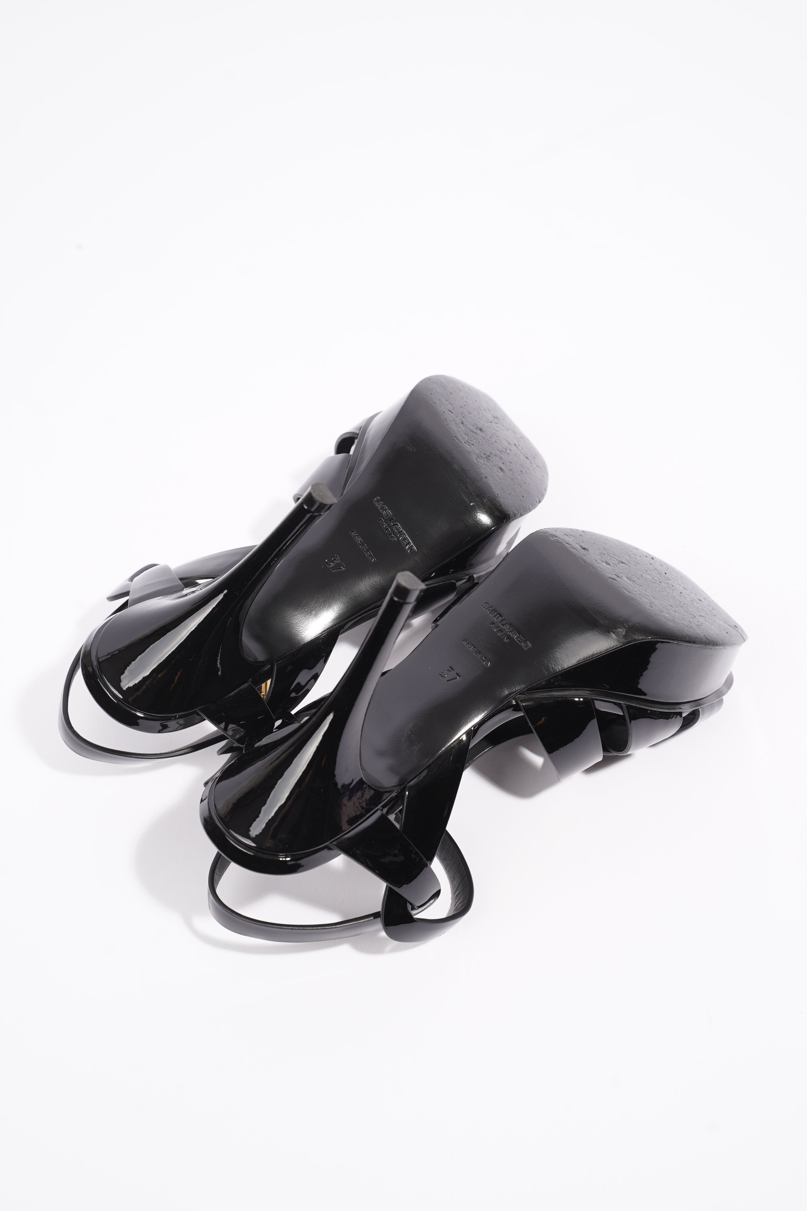 Saint Laurent Tribute Sandal 75 Black Patent Leather EU 37 UK 4