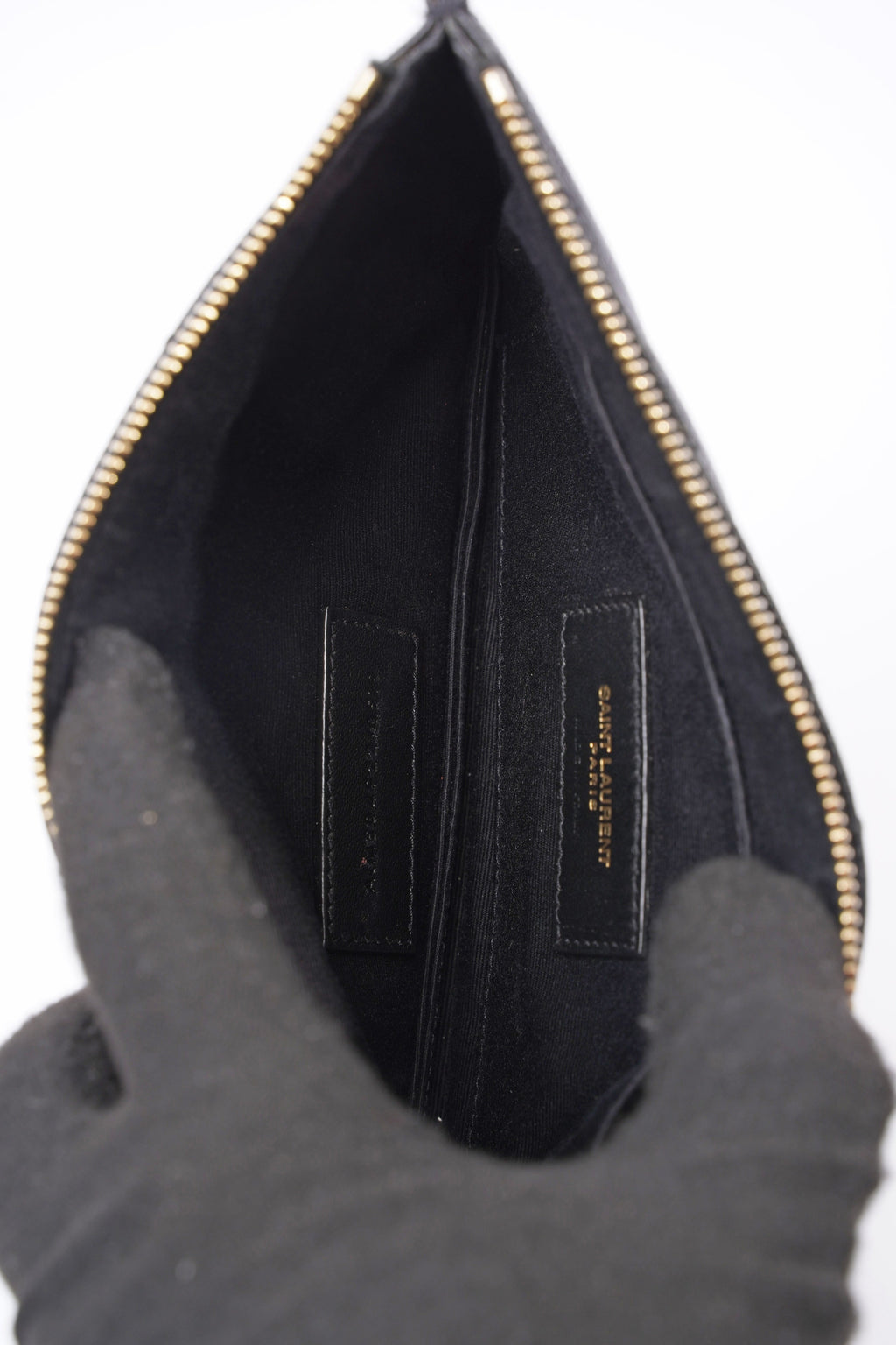 Saint Laurent Cassandre Matelasse Zipped Pouch Black Grained Leather