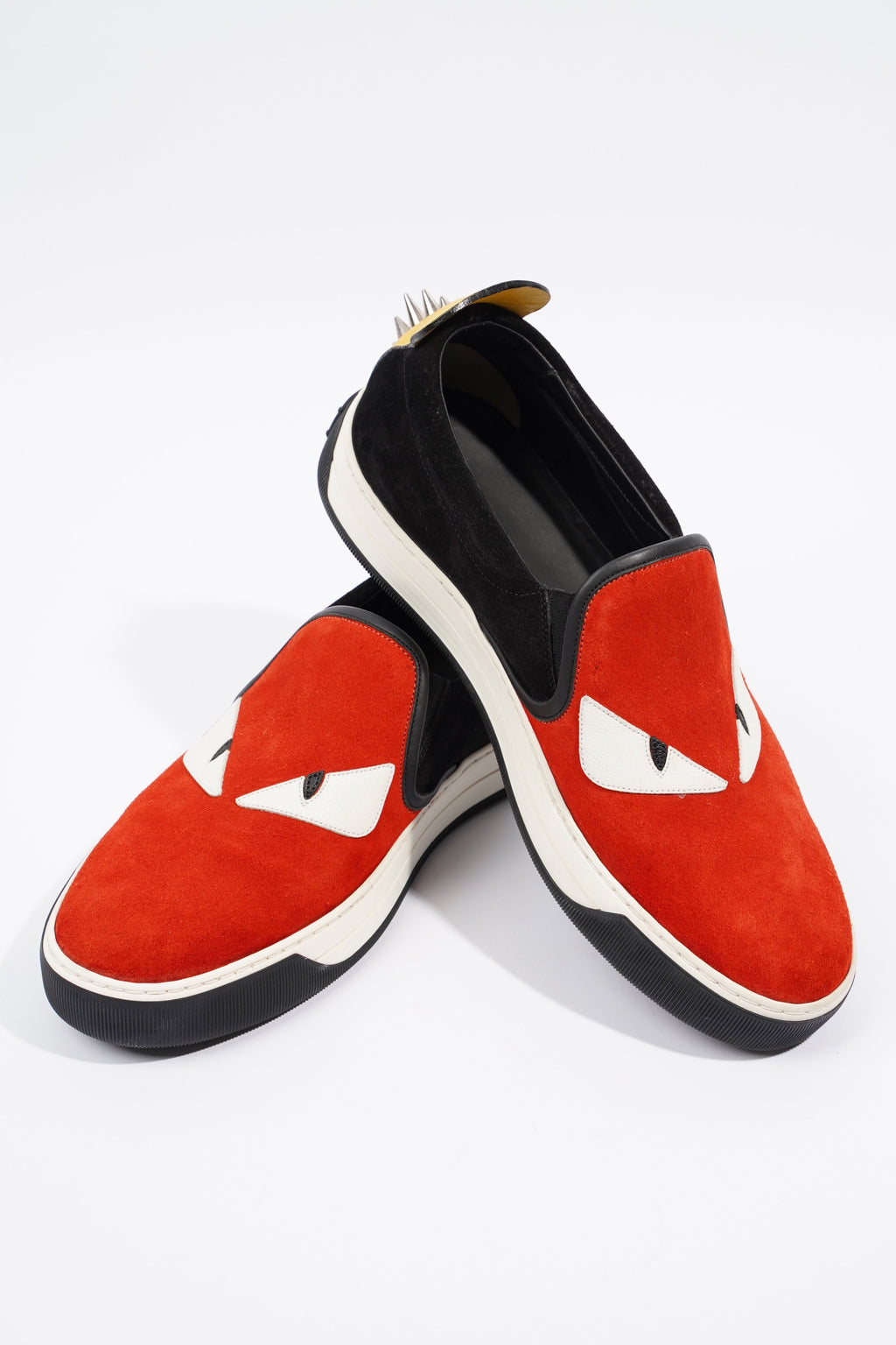 Fendi Monster Eyes Studs Red / Black / Yellow Suede EU 38 UK 5