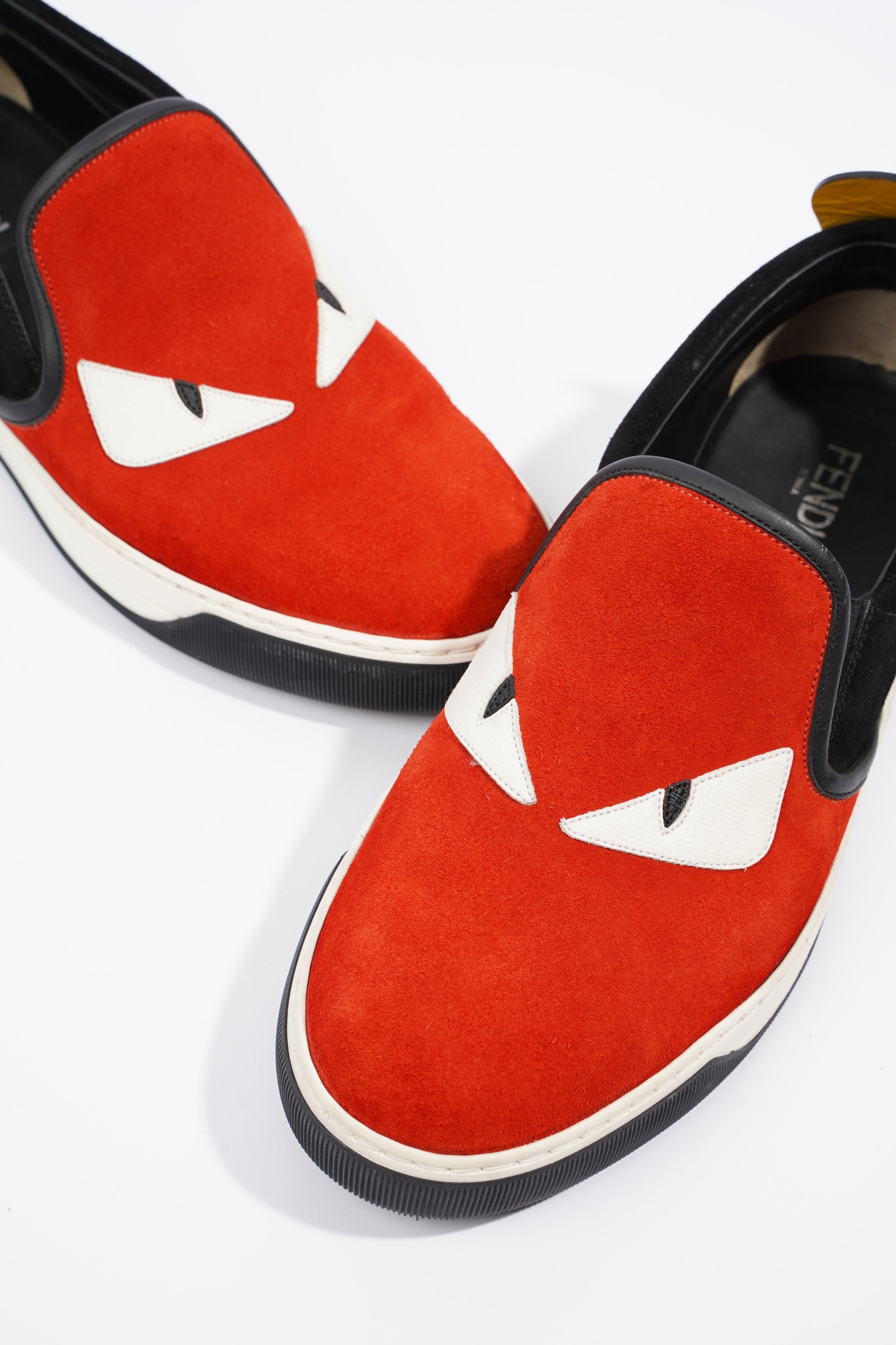Fendi Monster Eyes Studs Red / Black / Yellow Suede EU 38 UK 5