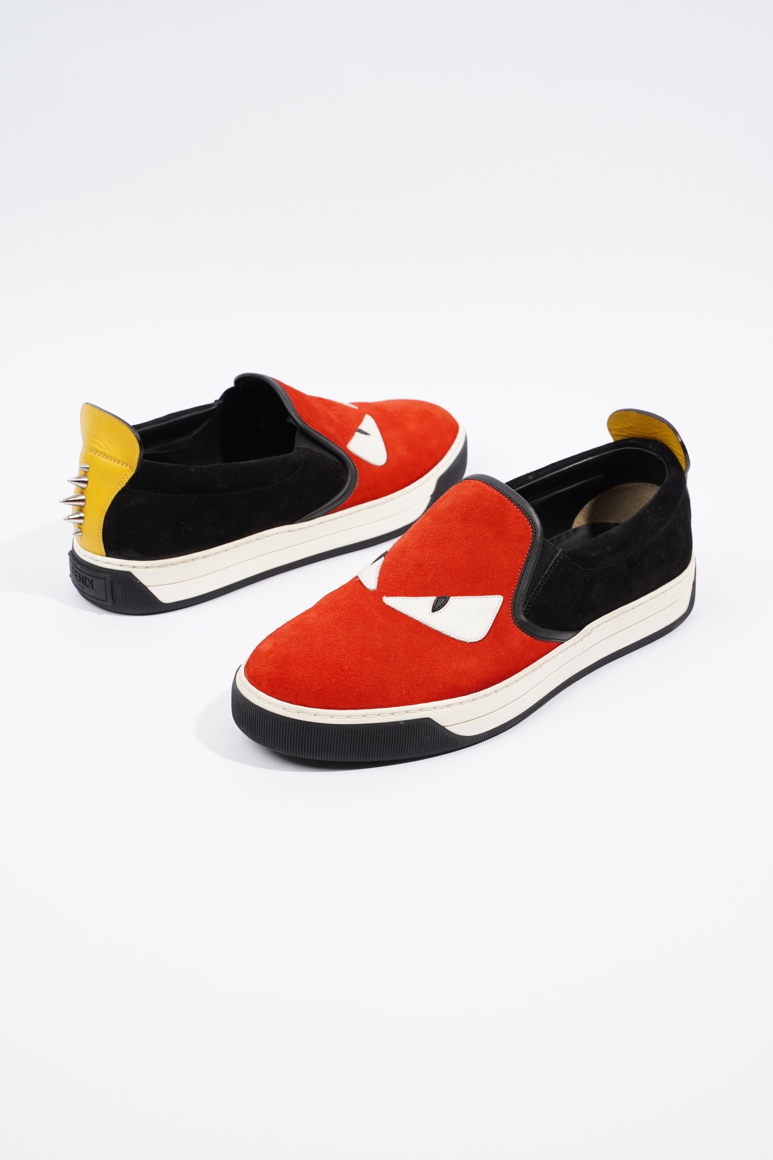 Fendi Monster Eyes Studs Red / Black / Yellow Suede EU 38 UK 5