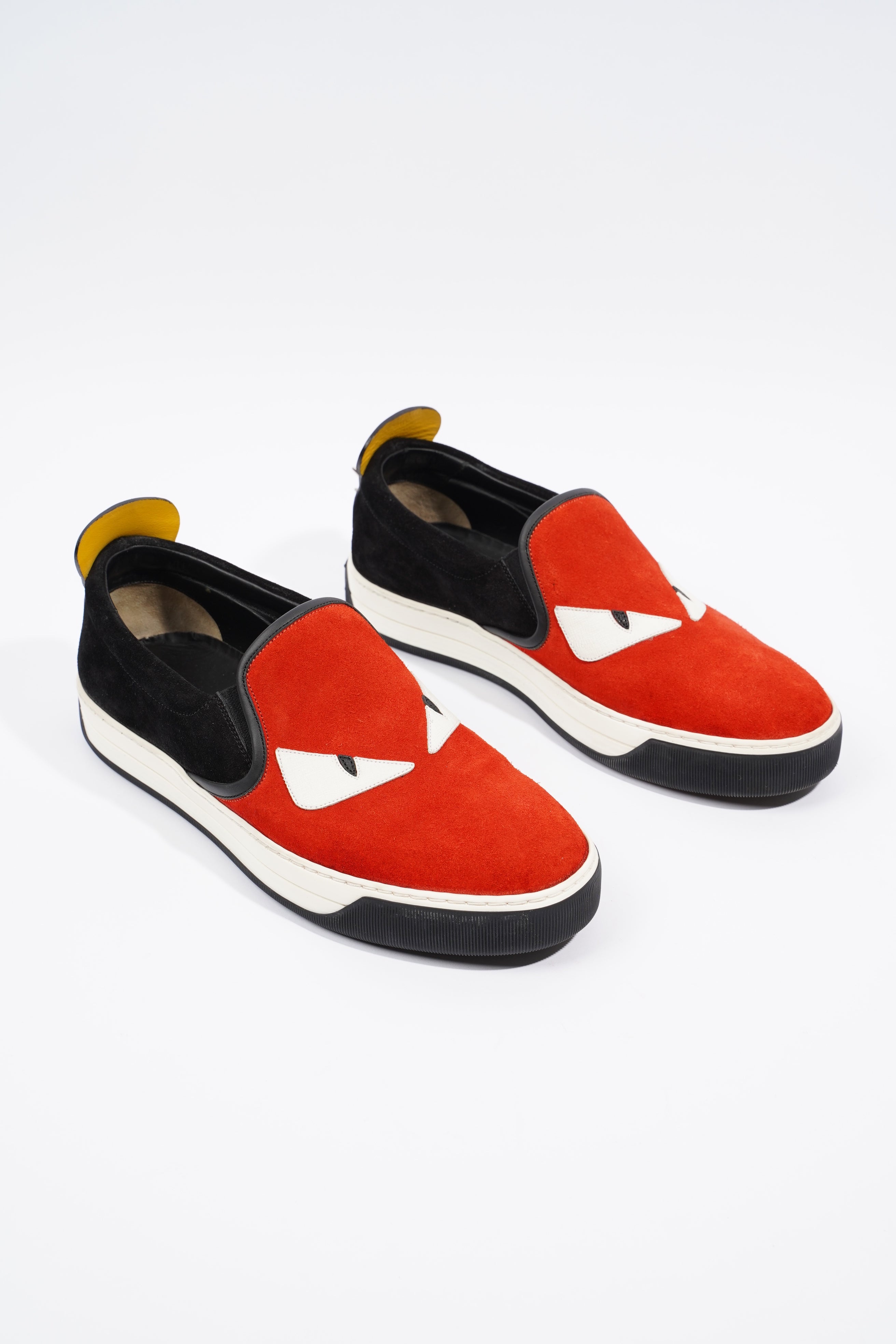 Fendi Monster Eyes Studs Red / Black / Yellow Suede EU 38 UK 5