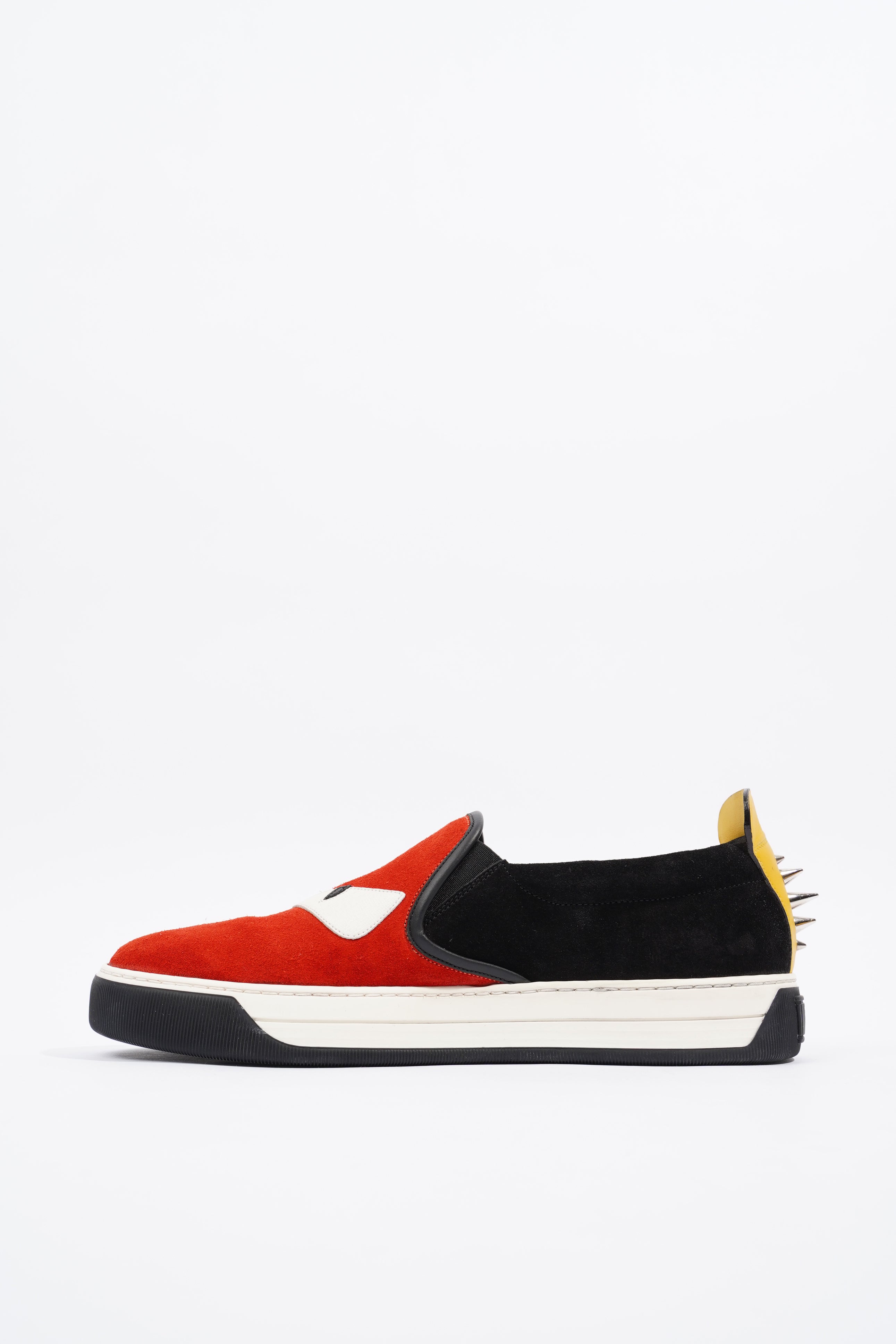 Fendi Monster Eyes Studs Red / Black / Yellow Suede EU 38 UK 5