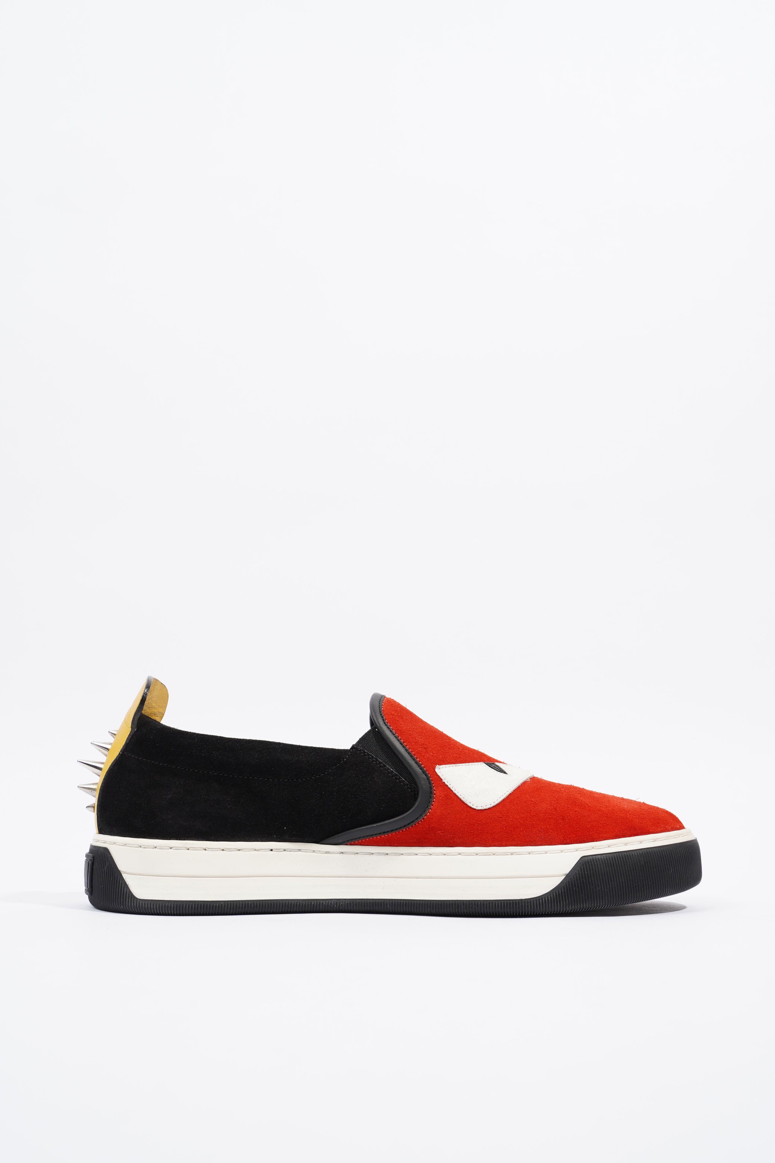 Fendi Monster Eyes Studs Red / Black / Yellow Suede EU 38 UK 5