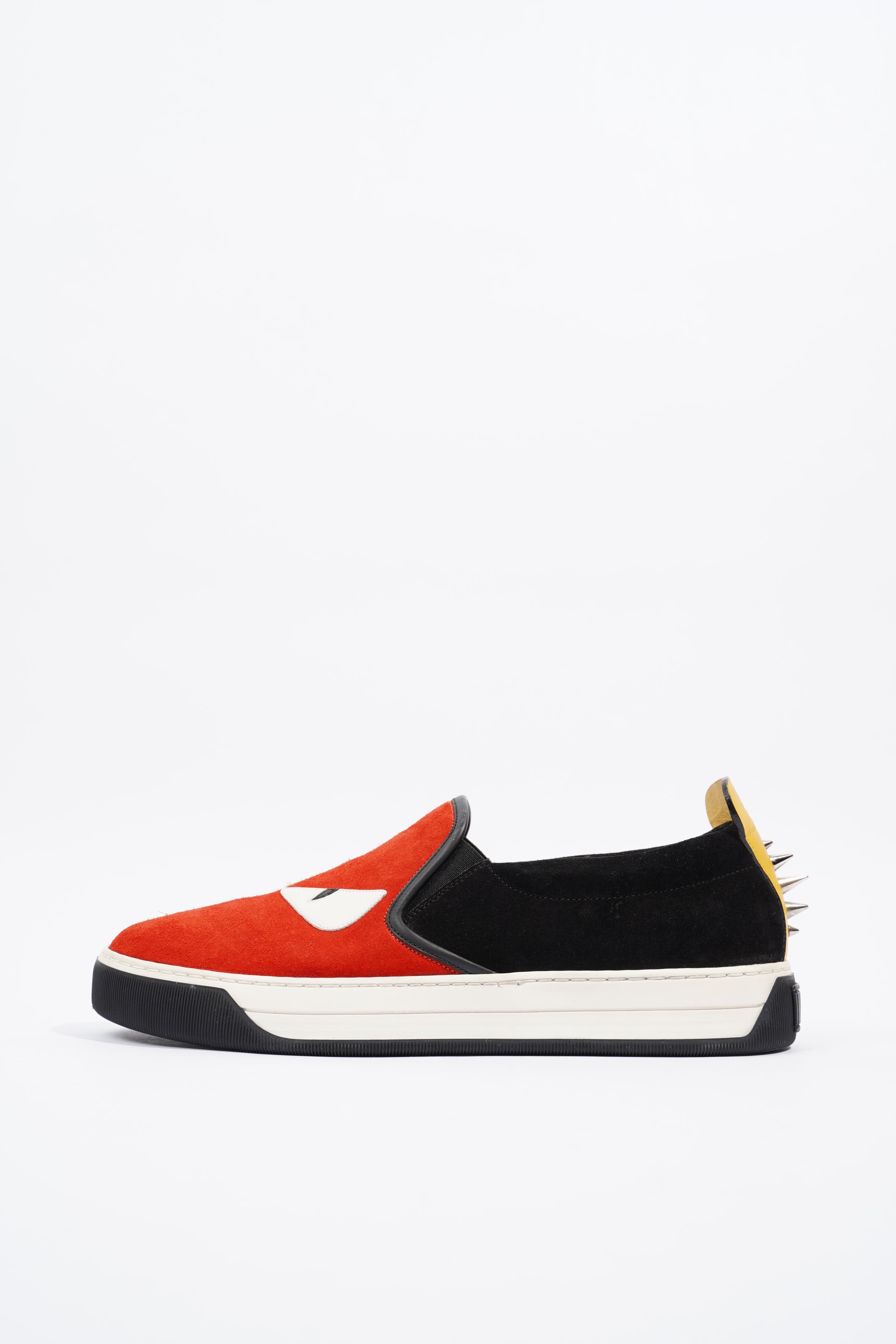Fendi Monster Eyes Studs Red / Black / Yellow Suede EU 38 UK 5