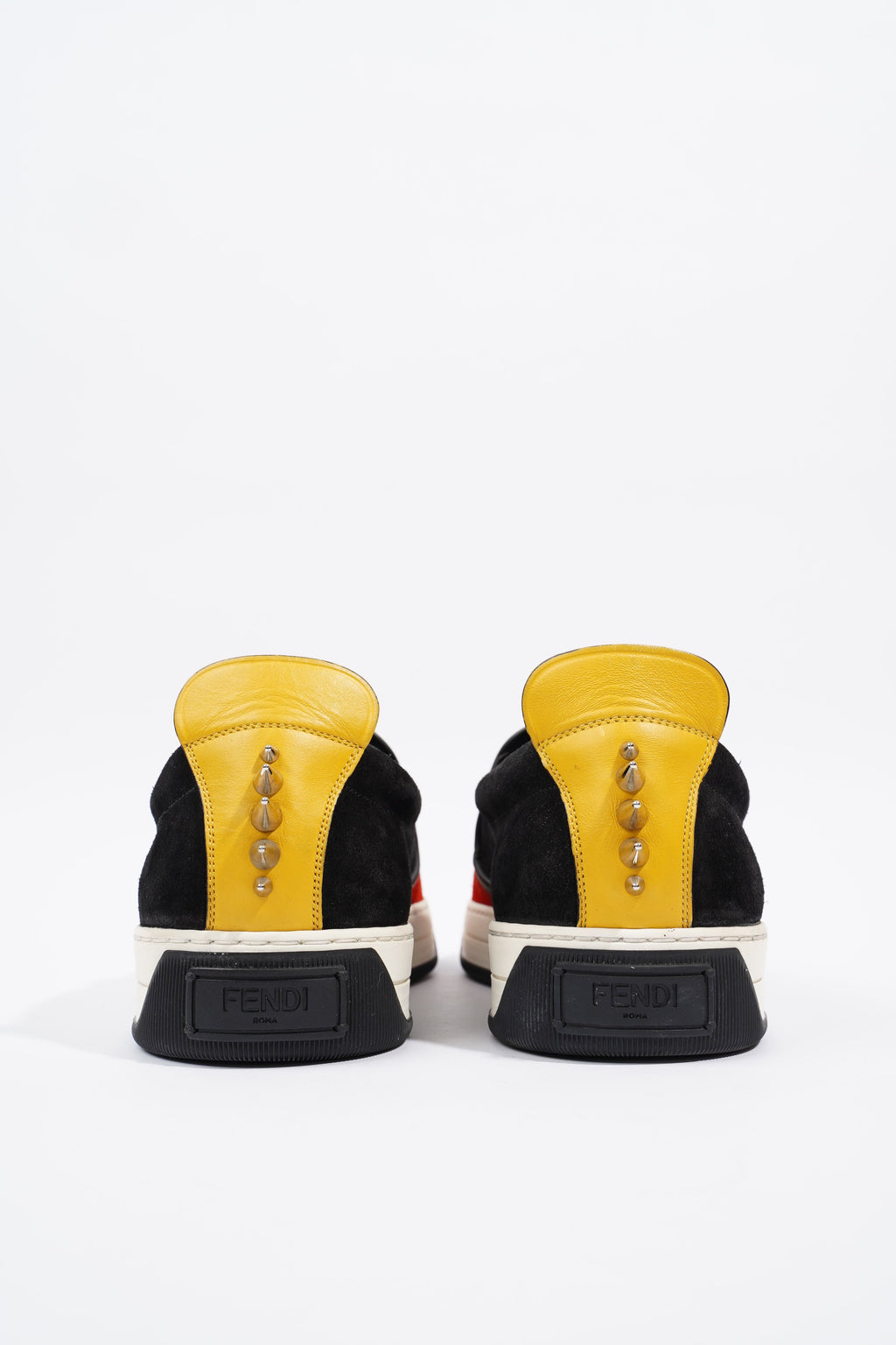Fendi Monster Eyes Studs Red / Black / Yellow Suede EU 38 UK 5