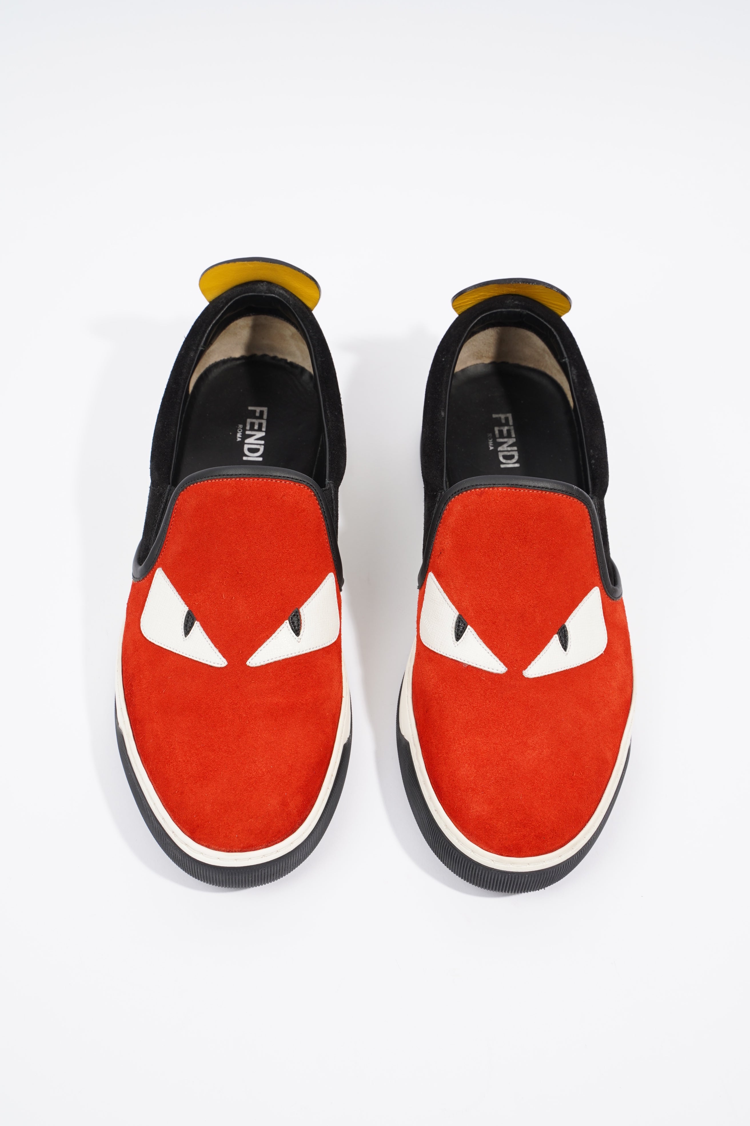 Fendi Monster Eyes Studs Red / Black / Yellow Suede EU 38 UK 5